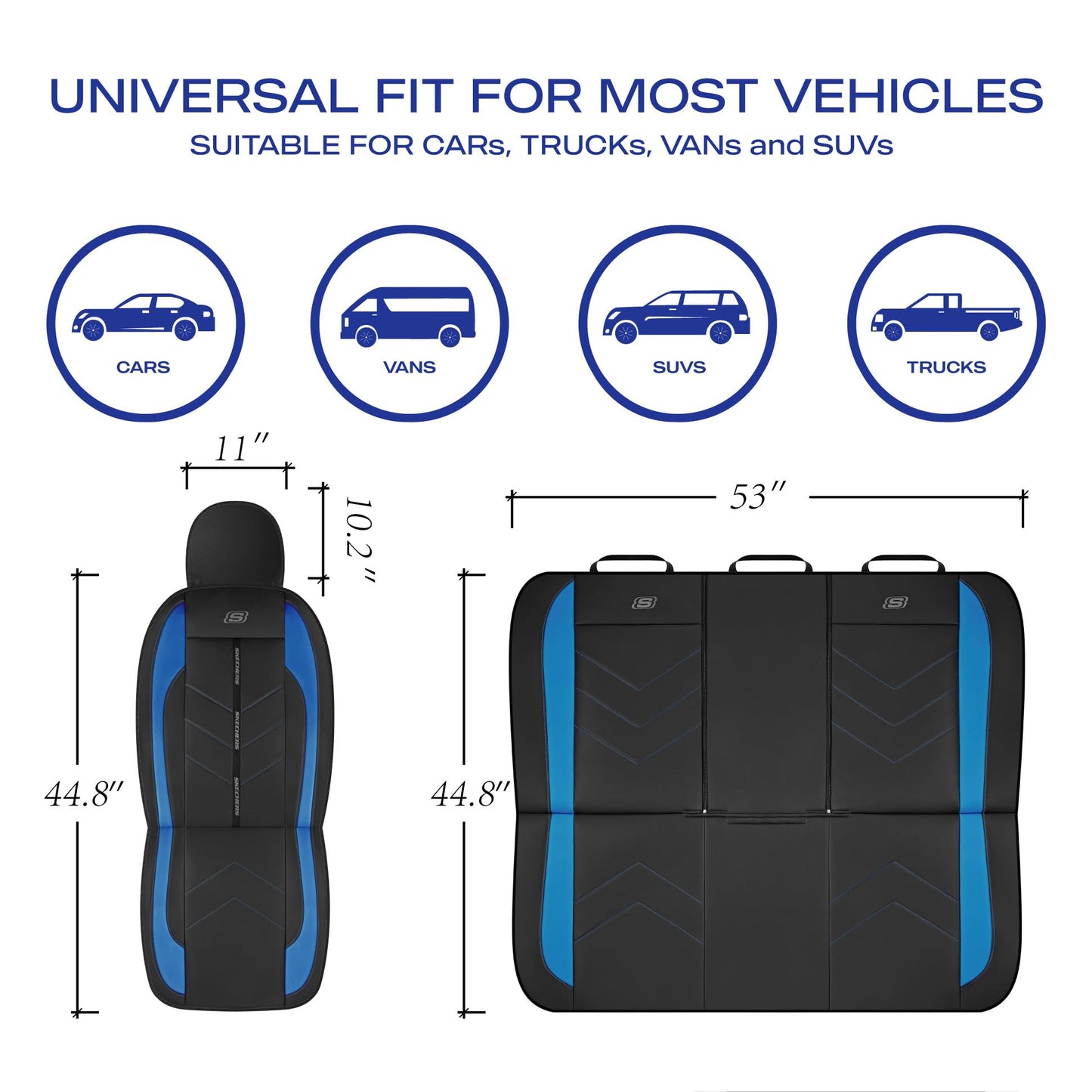 Skechers Fundas de asiento de coche, lujosas fundas de asiento de cuero sintético, protector de asiento de coche impermeable antideslizante para asientos delanteros, accesorios de coche compatibles
