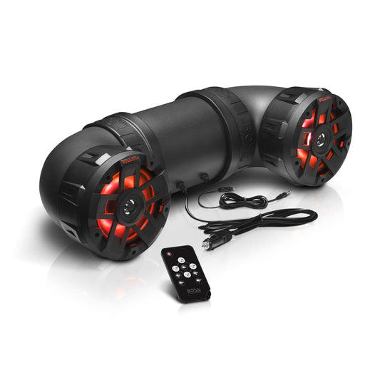BOSS Audio Systems ATV8BRGB ATV UTV Weatherproof Sound System - 8 Inch Speakers, 1.5 Inch Tweeters, Built-in Amplifier, Bluetooth, Multi-Color Illumination, Easy Installation for 12 Volt Vehicles