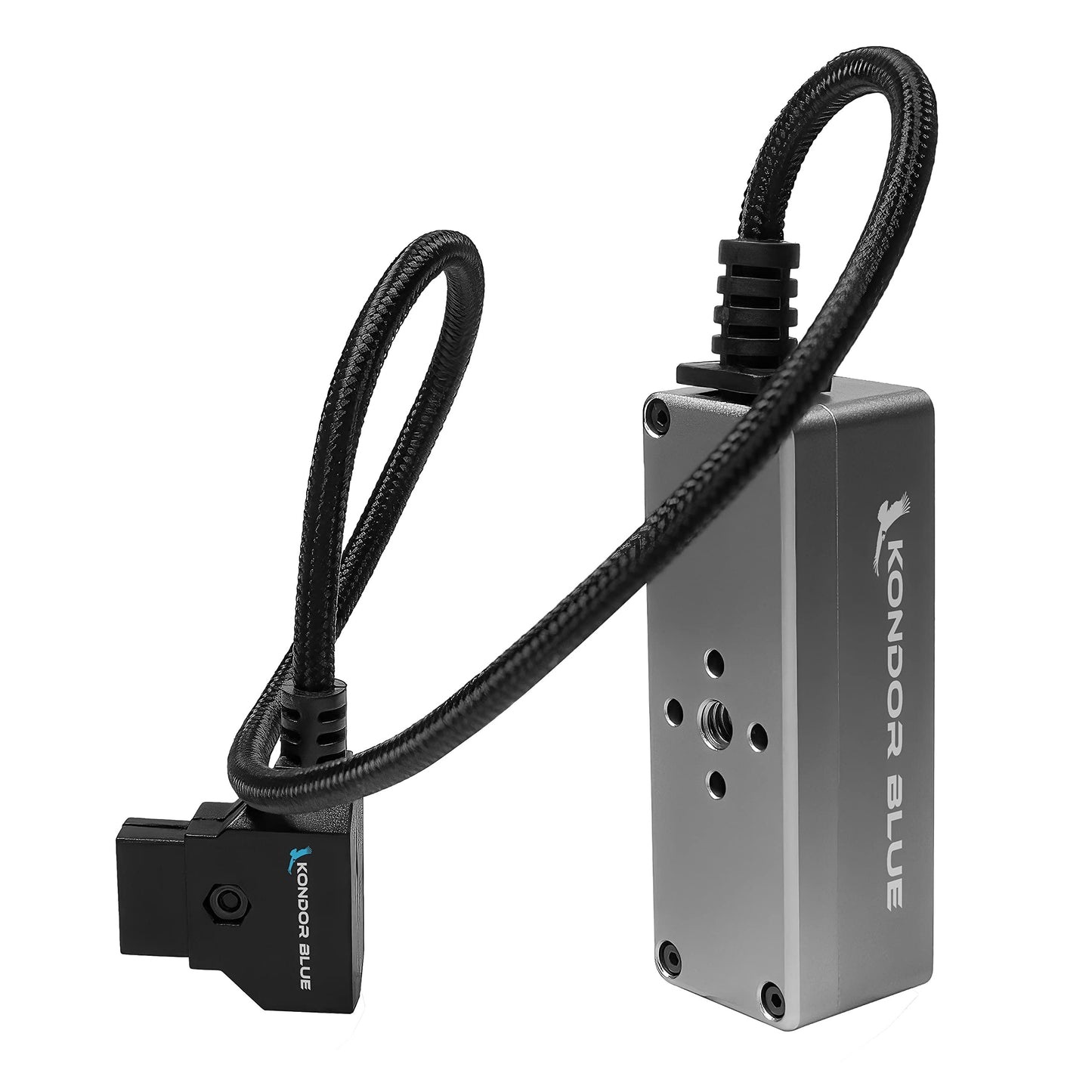 KONDOR BLUE | Divisor de concentrador de alimentación D-Tap de 12 V con voltímetro, 4 vías, roscas de 1/4-20, puntos de localización antirtorsión, montaje de múltiples agujeros, distribución de