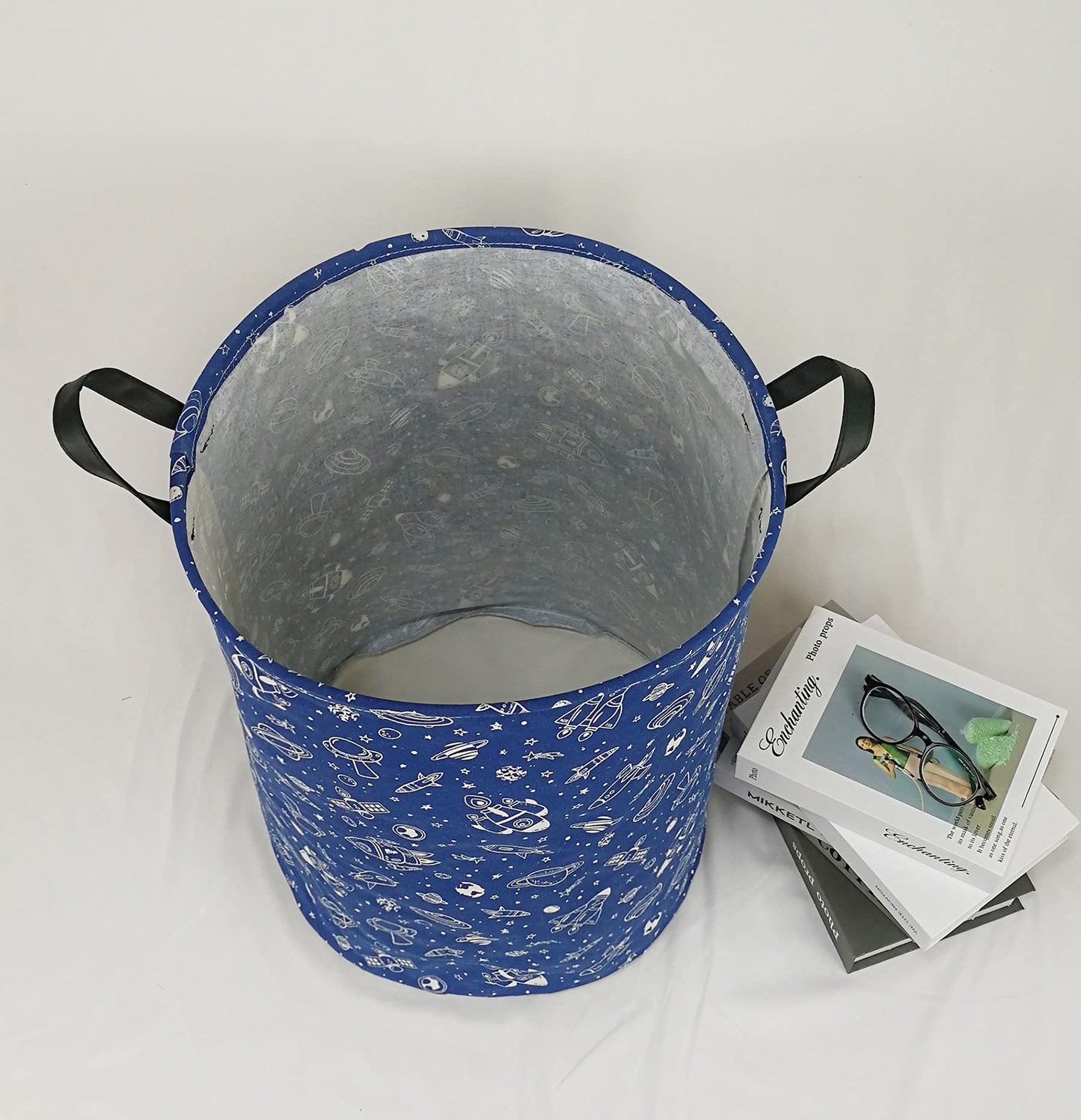 KUNRO - Cesta de almacenamiento redonda de gran tamaño, con revestimiento impermeable, organizadora, para guardería, ropa y juguetes