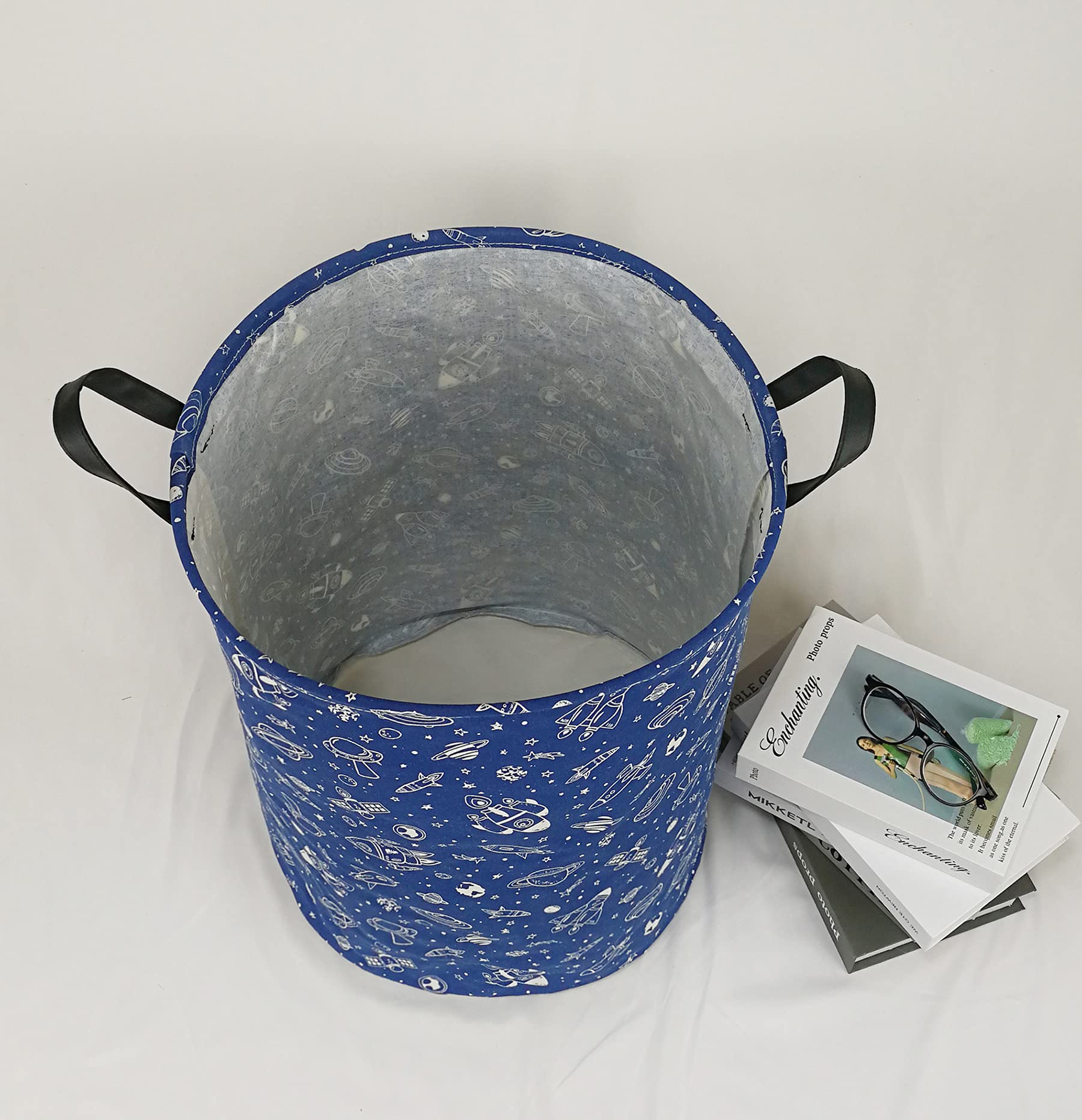 KUNRO - Cesta de almacenamiento redonda de gran tamaño, con revestimiento impermeable, organizadora, para guardería, ropa y juguetes