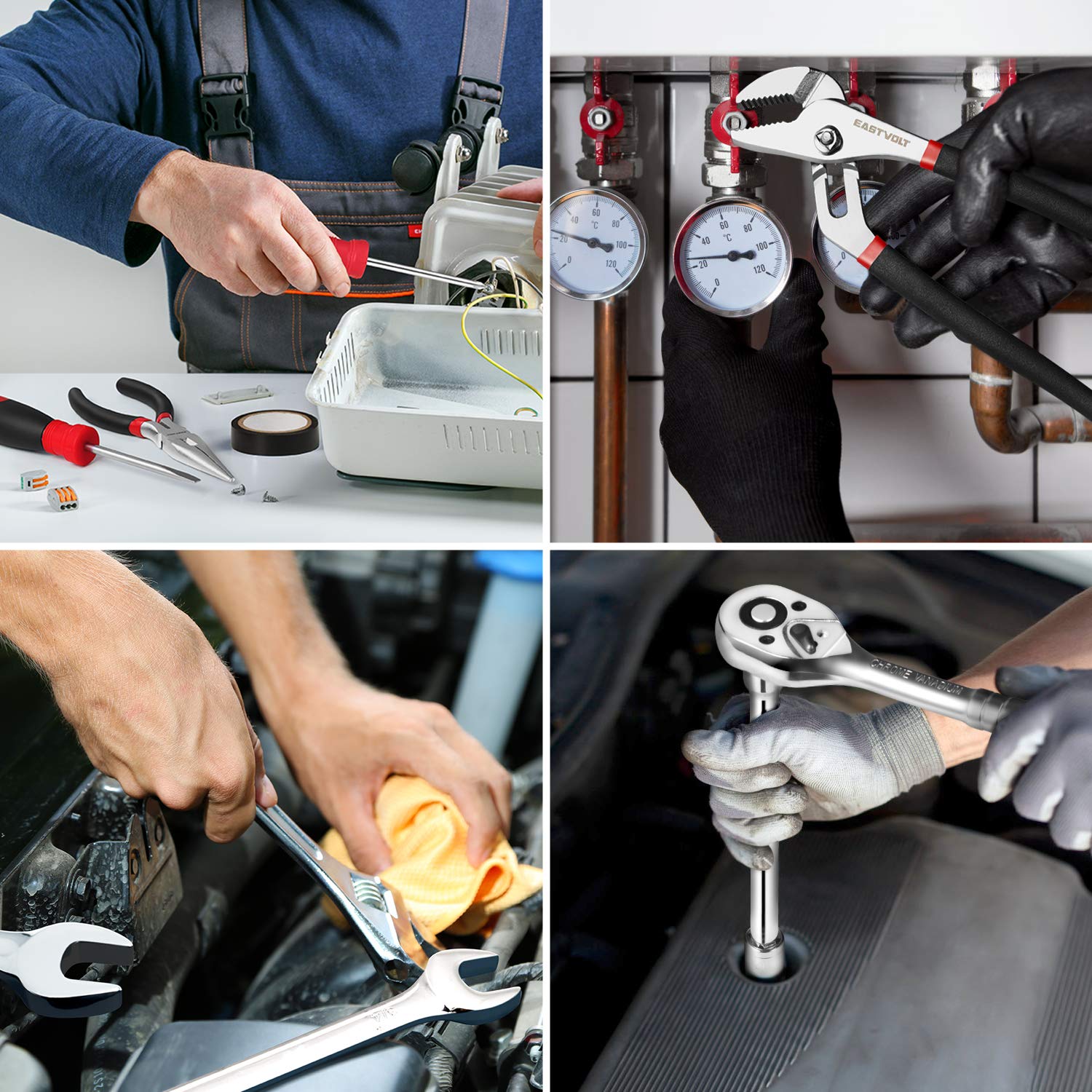 Eastvolt EVHT24801 - Juego de 248 piezas de herramientas de mecánica, sockets y llaves mixtas de uso general, juego de herramientas de reparación automática con estuche de almacenamiento