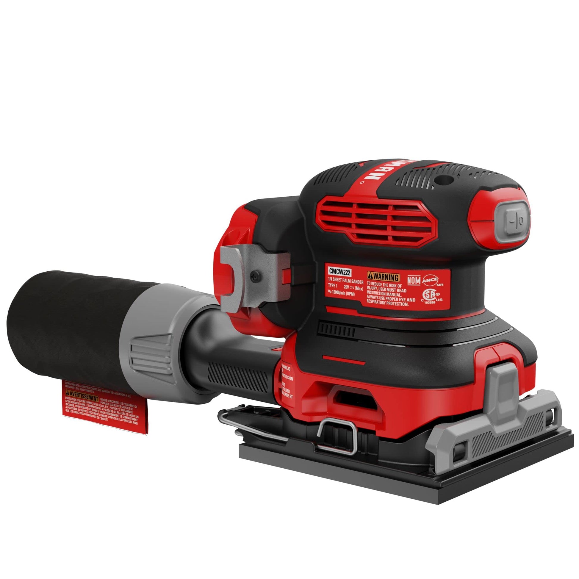 CRAFTSMAN V20 Lijadora, sin cable, lijadora de 1/4 hojas, herramienta desnuda de 9.000-12.000 OPM (CMCW222B)