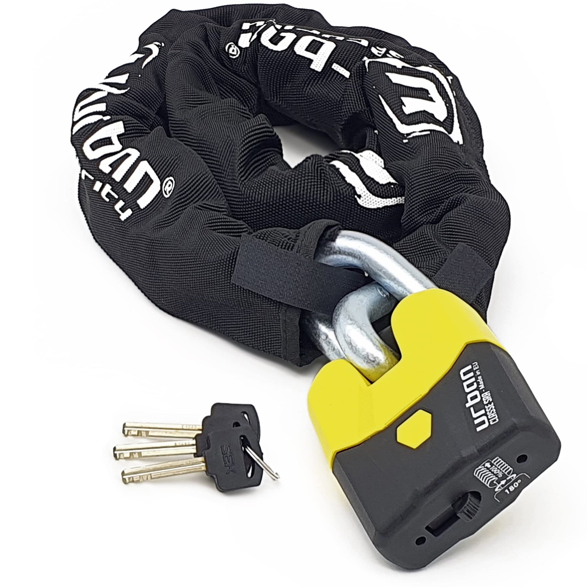 Urban Security U8K120 Candado para Moto Cadena de Seguridad para Moto Candado Moto Cadena para Moto, Cadena y Candado para Motocicleta Homologado Alta Seguridad, Candado Motocicleta Cadena Moto 120cm