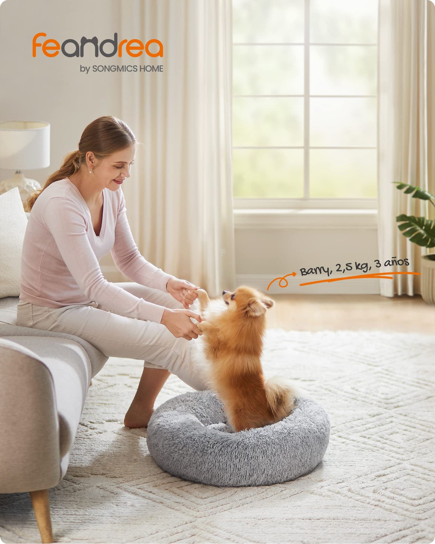 Cama de Perros Feandrea Gris Ombré con Cojín Extraíble y Lavable