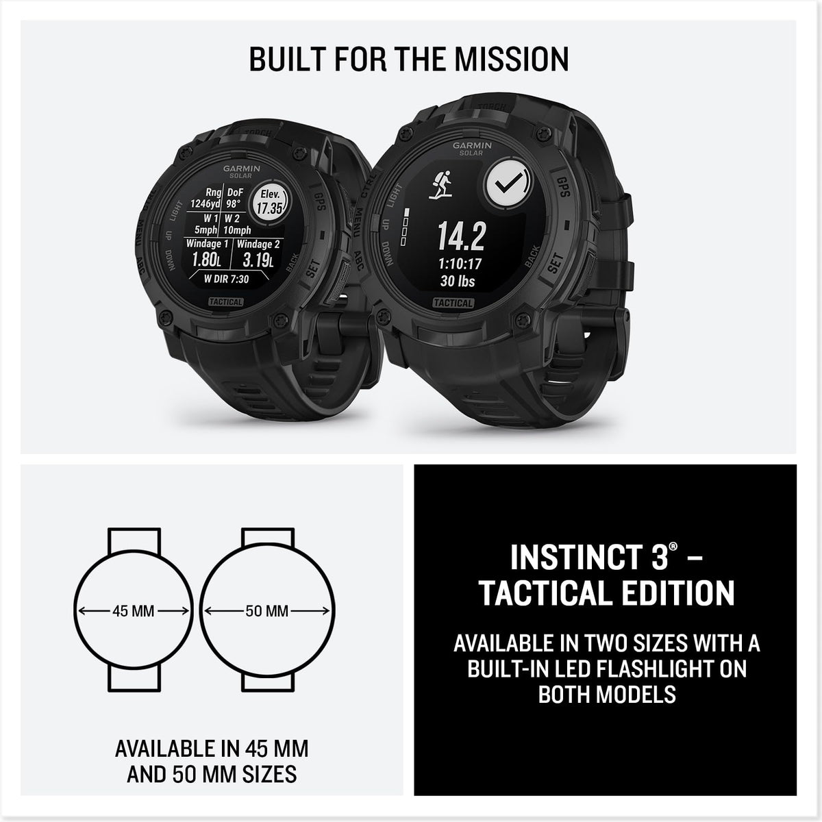 Smartwatch Garmin Instinct 3 Táctico Solar Negro con GPS y Bisel Reforzado para Hombre