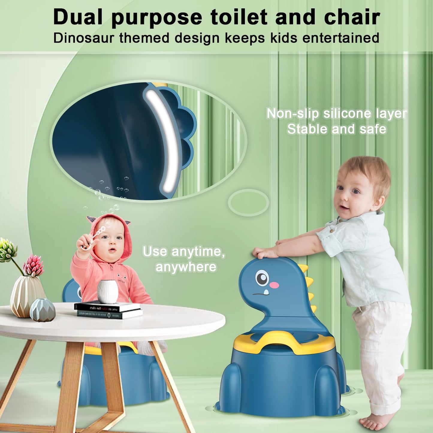 Inodoro de entrenamiento para ir al baño, asiento de entrenamiento para bebés y bebés, asiento de inodoro de dinosaurio para niños y niñas, niños pequeños, portátil de viaje con tapa, urinario,