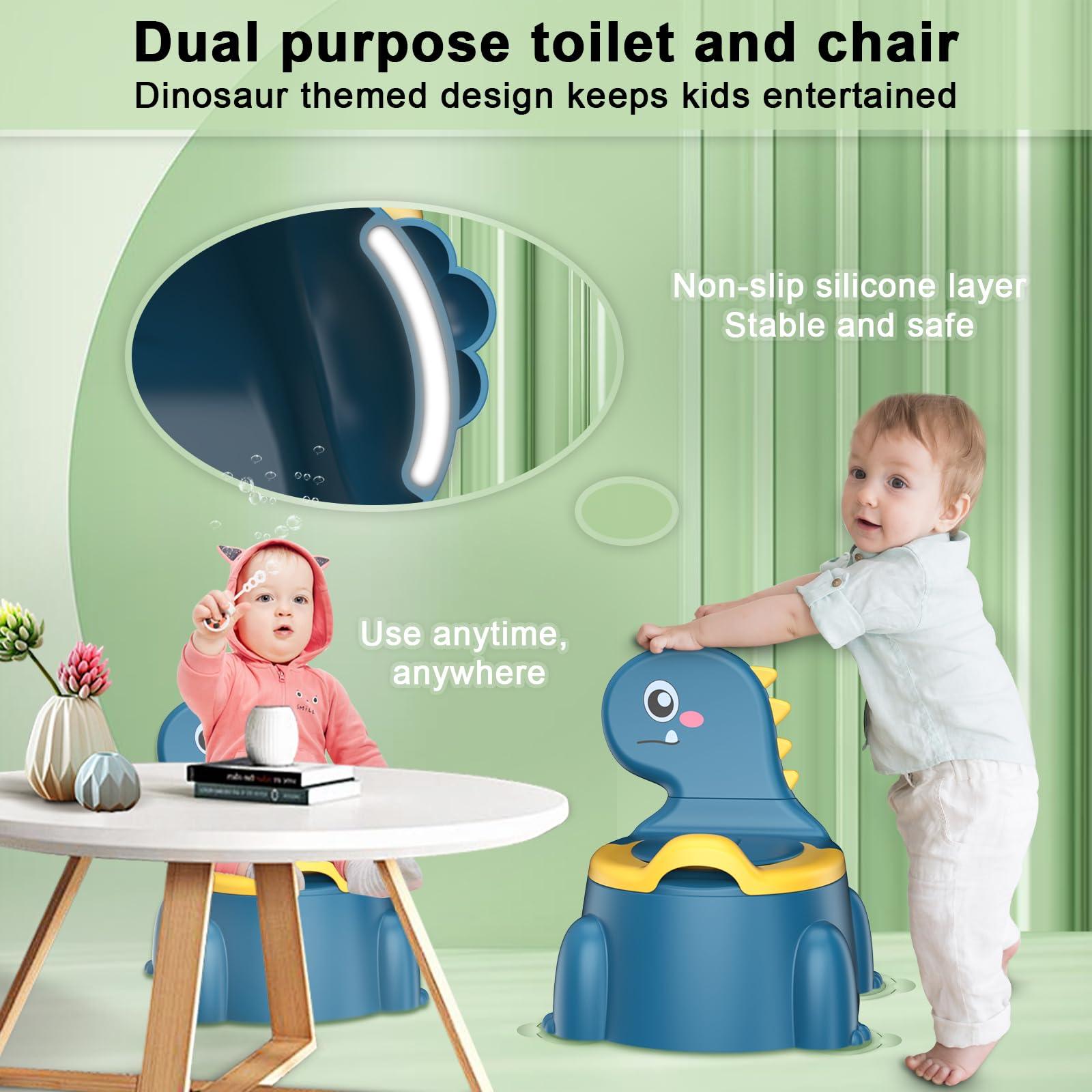 Inodoro de entrenamiento para ir al baño, asiento de entrenamiento para bebés y bebés, asiento de inodoro de dinosaurio para niños y niñas, niños pequeños, portátil de viaje con tapa, urinario,