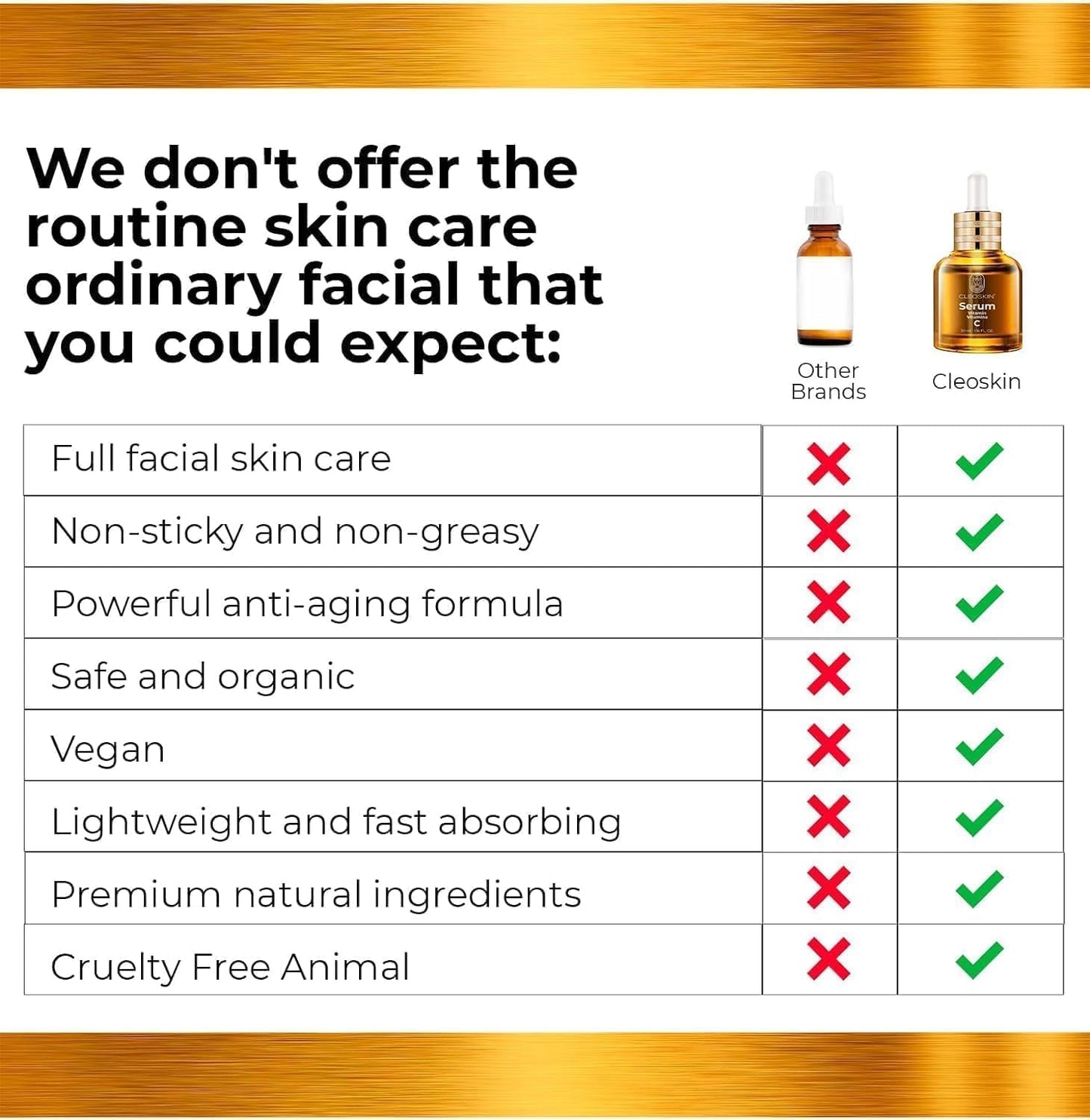 CLEOSKIN Kit 3 sueros faciales, Serum Vitamina C (ácido ascórbico), Serum Ácido Hialurónico con Niacinamida y Serum 24k Oro, para el cuidado de la piel, skincare