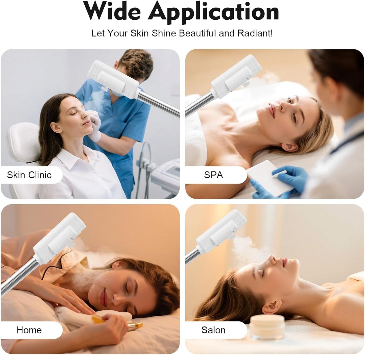 Vaporizador facial profesional, spray de niebla caliente y ozono, pantalla táctil LCD y función de temporizador, 600 CC de gran capacidad de agua, spa en casa, blanco