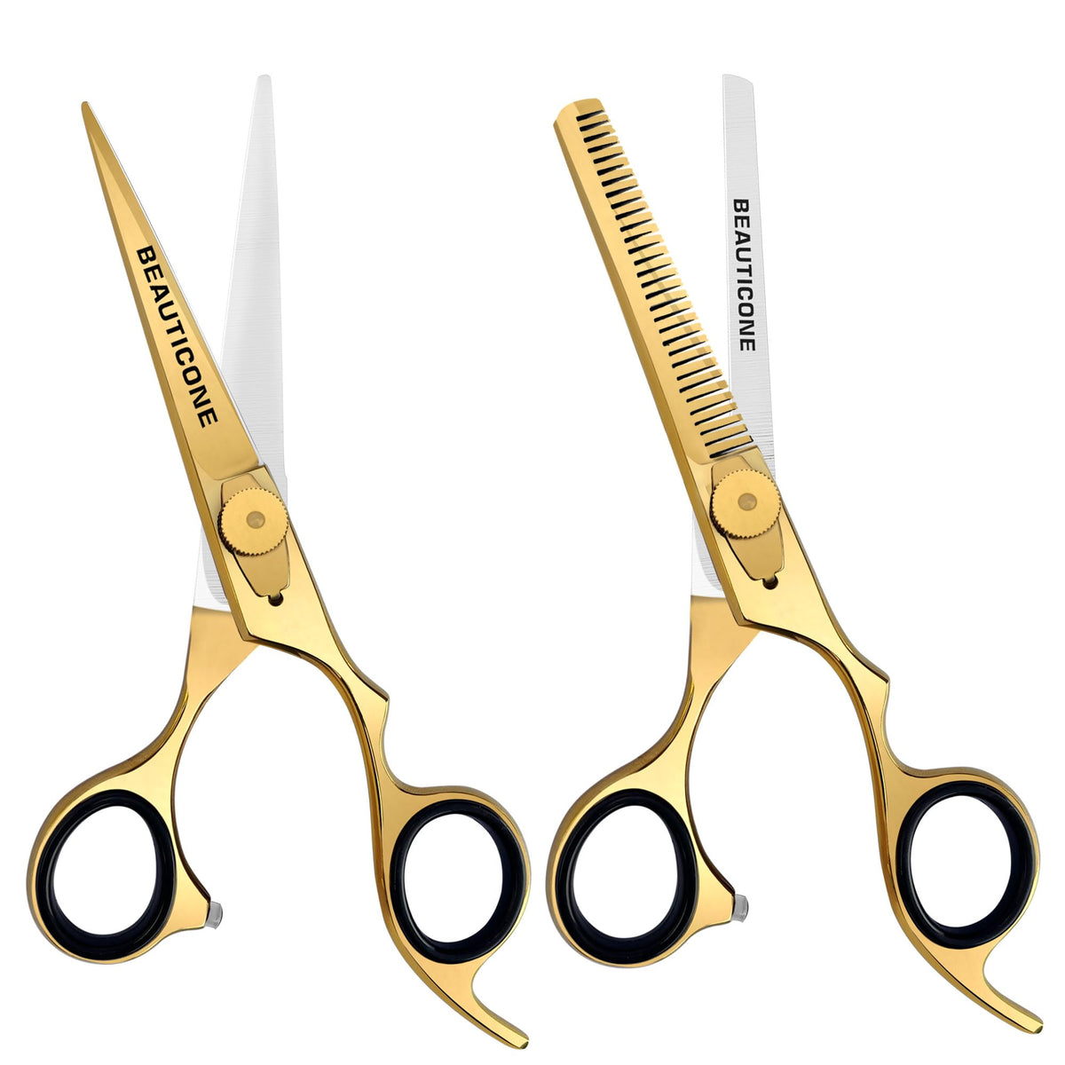Juego de tijeras para cortar y adelgazar el cabello, tijeras de barbero profesionales de 6.5 pulgadas para corte de cabello de hombres/mujeres, tijeras de acero inoxidable para afeitar barba y bigote