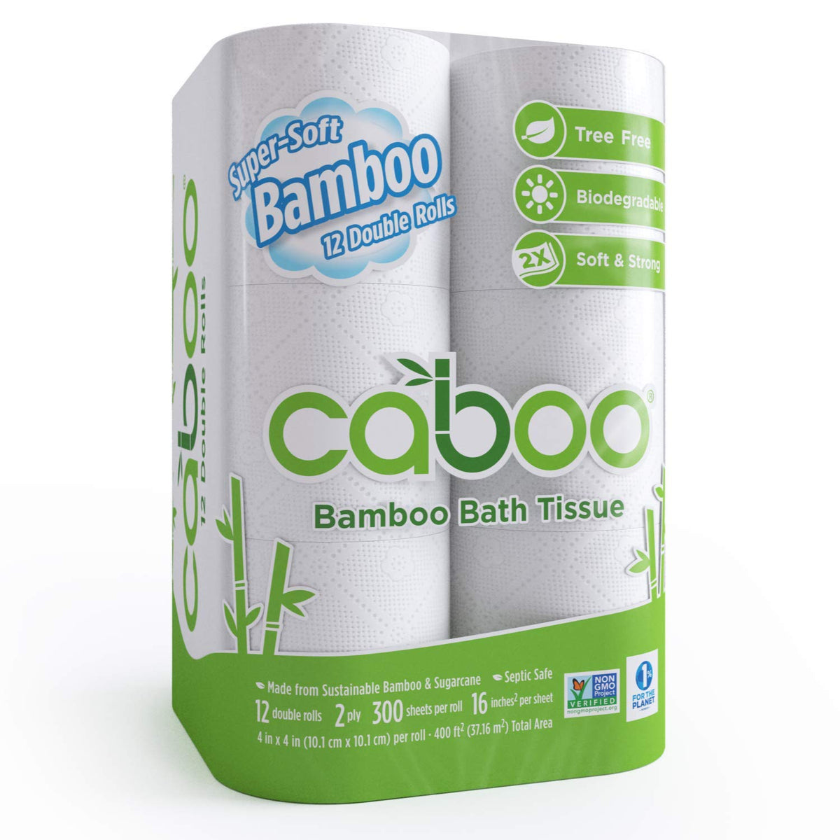 Papel Higiénico Caboo Bambú 12 Rollos Dobles Biodegradable Ecológico