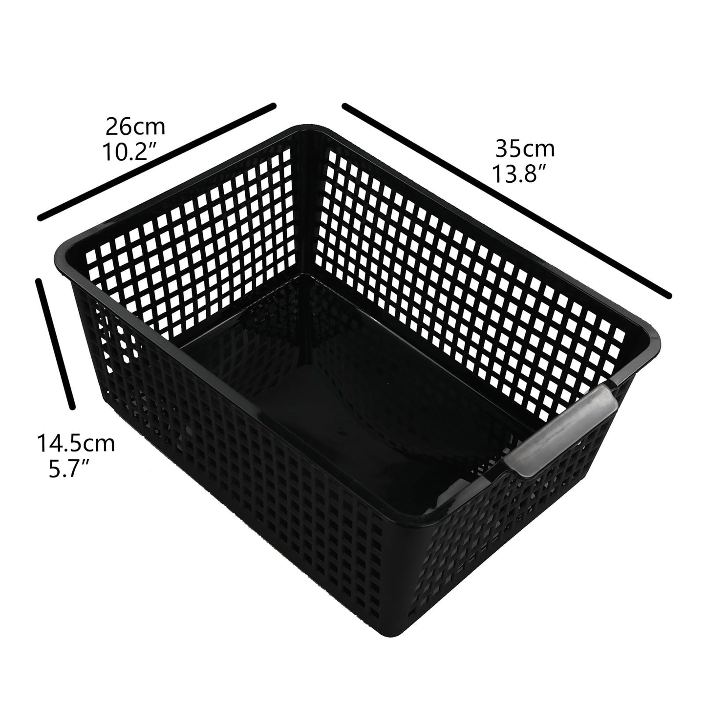 Beagle Organizador de cestas grandes de plástico para almacenamiento, negro, juego de 3