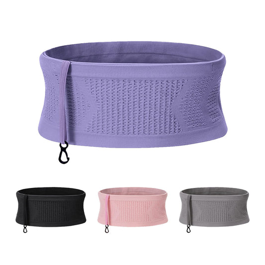 LELISKA Multifunctional Knit Breathable Concealed Waist Bag,Large Capacity Adjustable Running Waist Pack,Universal Running Belt for Running and Outdoor (Purple,S)