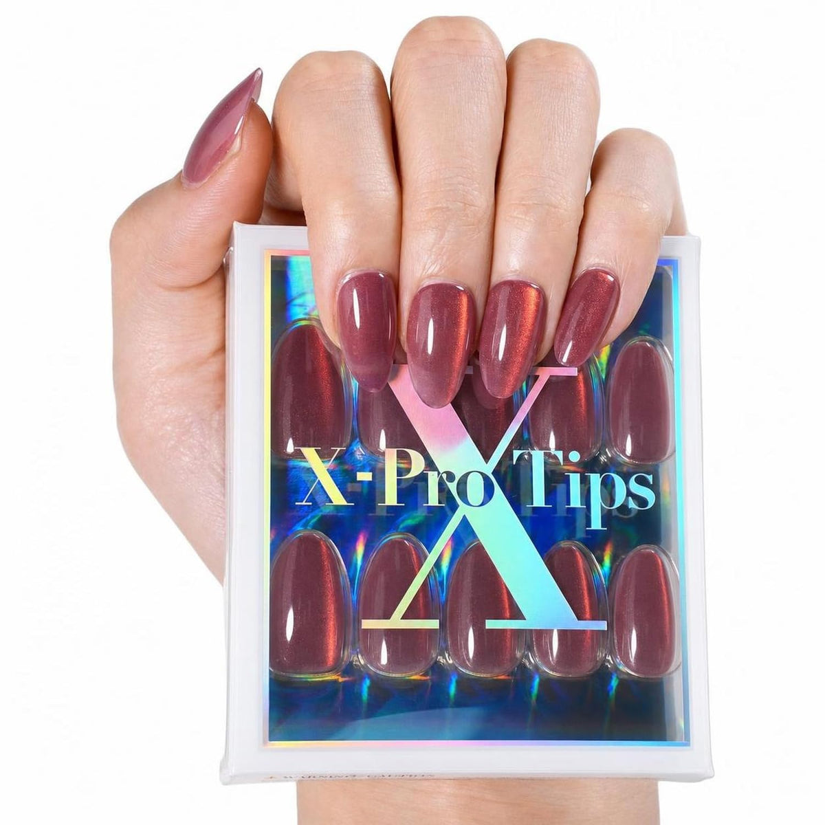 SXC Uñas postizas de la marca Cosmetics | Serie X1, almendra corta (035 Berry Chrome)