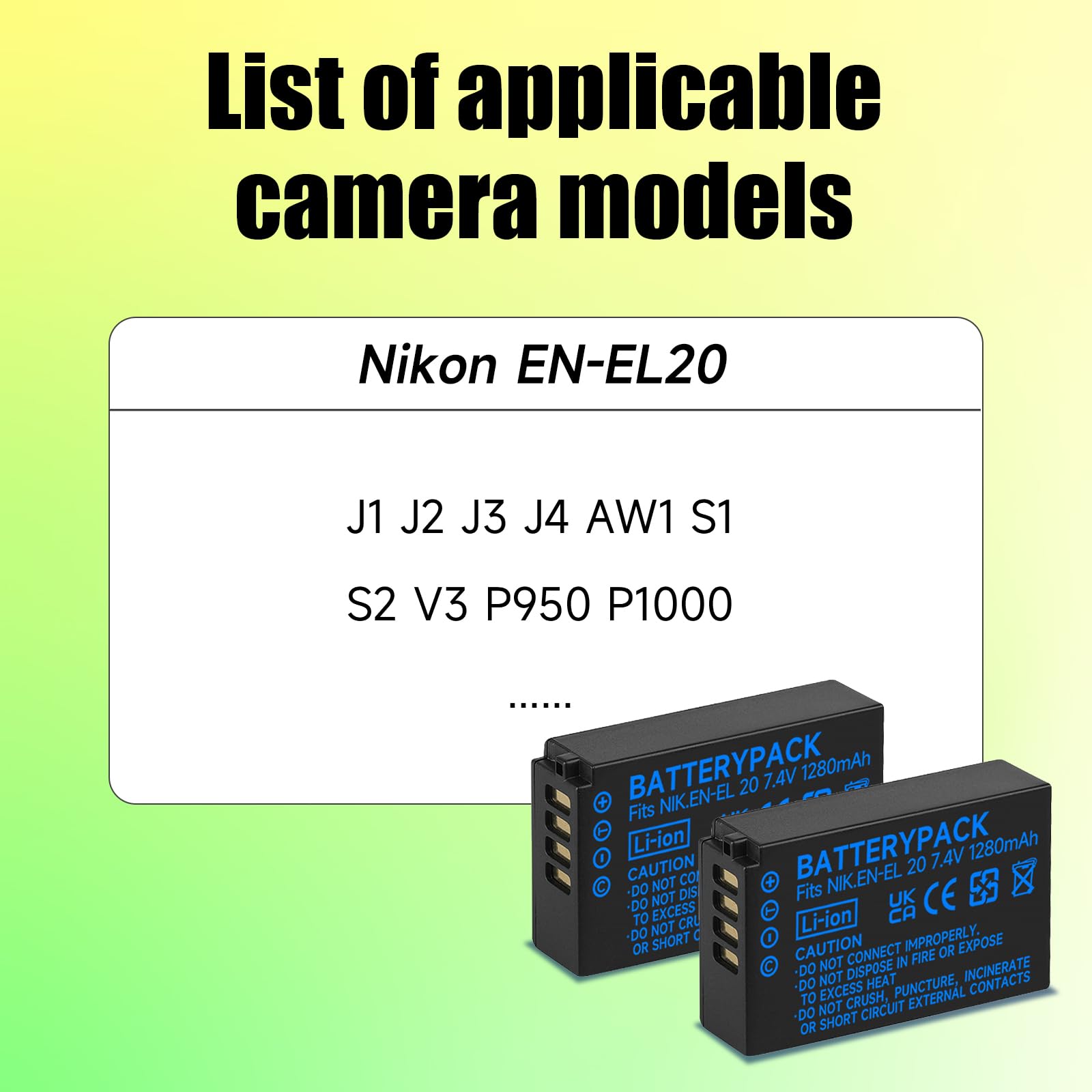 Palogreen EN-EL20A EN-EL20 Batería Recargable de Iones de Litio y Cargador Dual LCD USB para Nikon Coolpix P1000 P950 1 J1 J2 J3 DL24-500 Blackmagic Pocket Cinema Camera