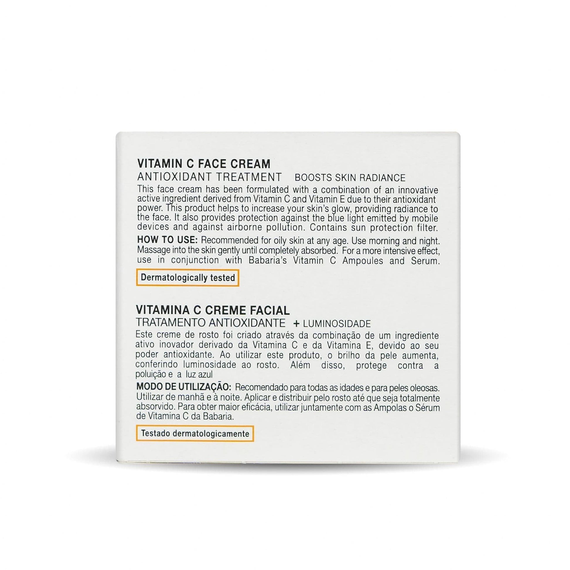 Babaria Crema Facial Vitamina C Babaria, 50ml, Luminosidad para tu rostro.
