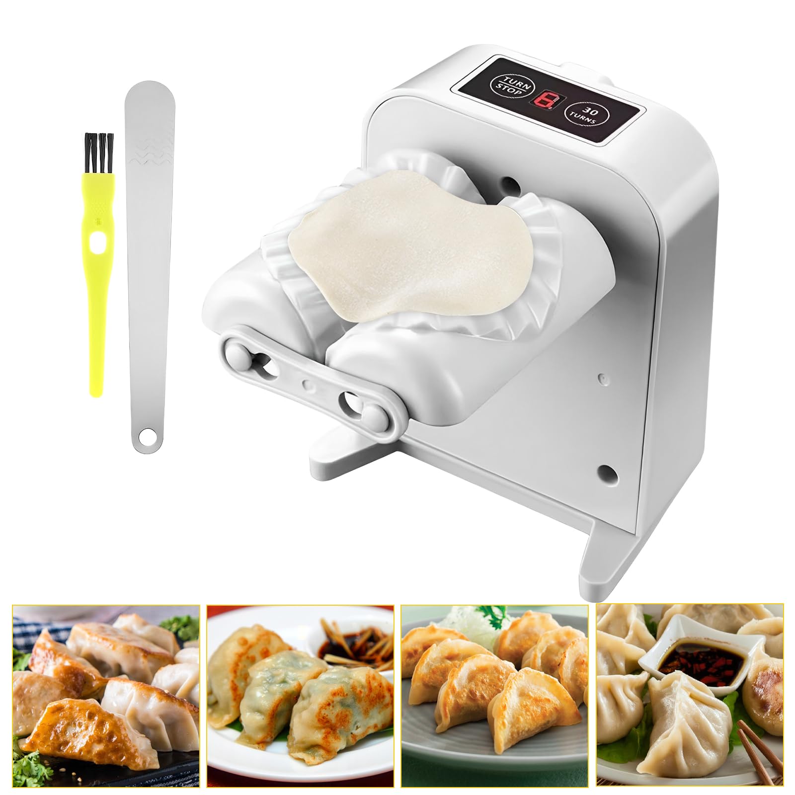 Máquina automática para hacer bolas de masa hervida, máquina de bolas de masa hervida eléctrica doméstica, máquina de bolas de masa china con cuchara y cepillo para polvo para el hogar y la cocina