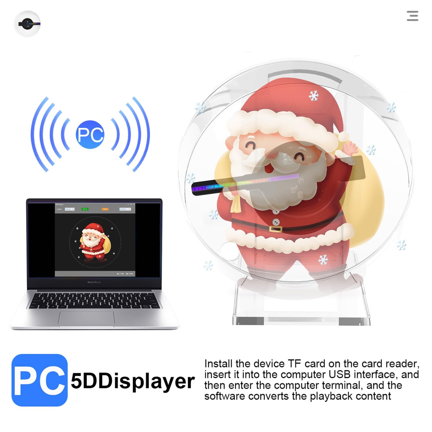 Camnoon Proyector de Holograma 3D, Pantalla publicitaria, Ventilador, Reproductor de vídeo publicitario, Ventilador de vídeo fotográfico 3D a Simple Vista con LED Brillantes, Control Remoto