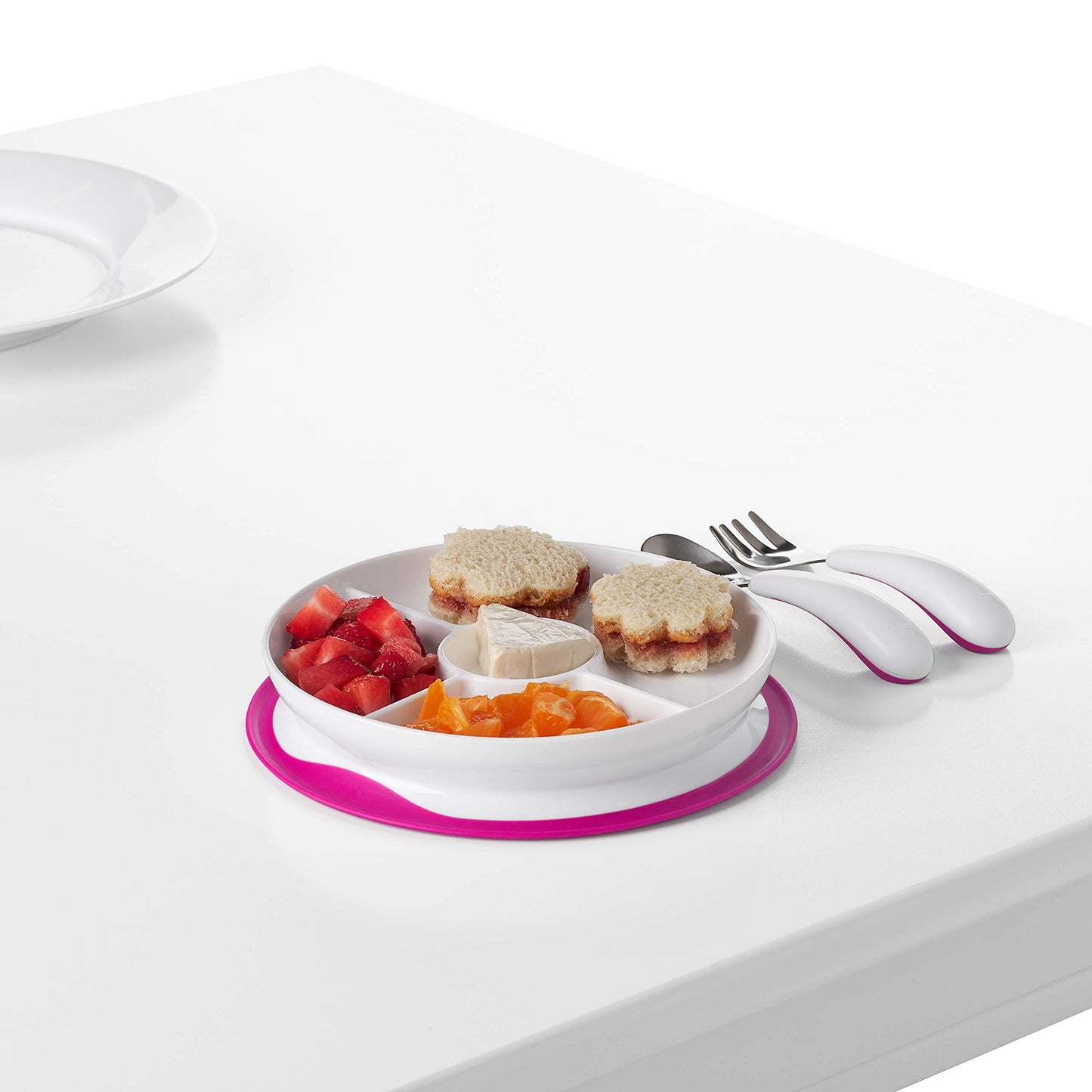 Plato Dividido OXO Tot Rosa Stick & Stay