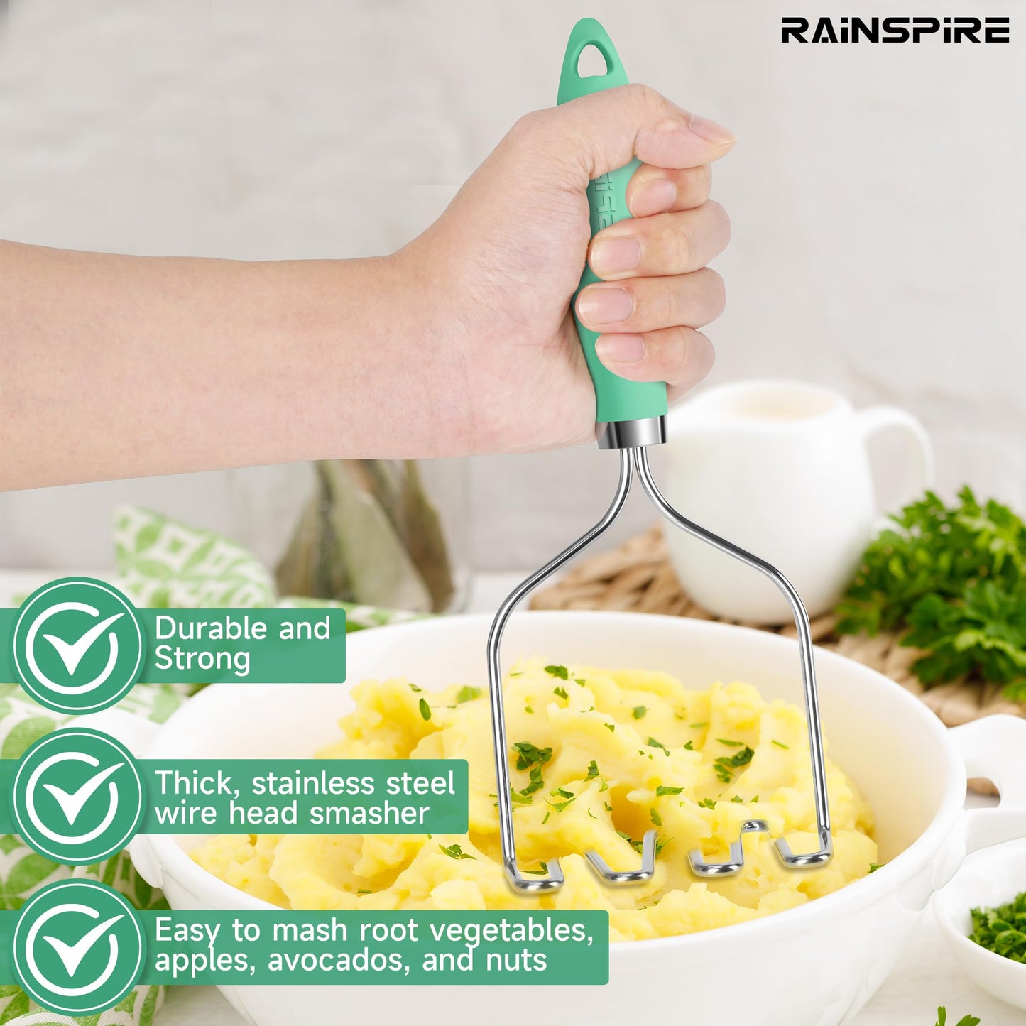 Triturador de Patatas Rainspire Acero Inoxidable Mango Antideslizante