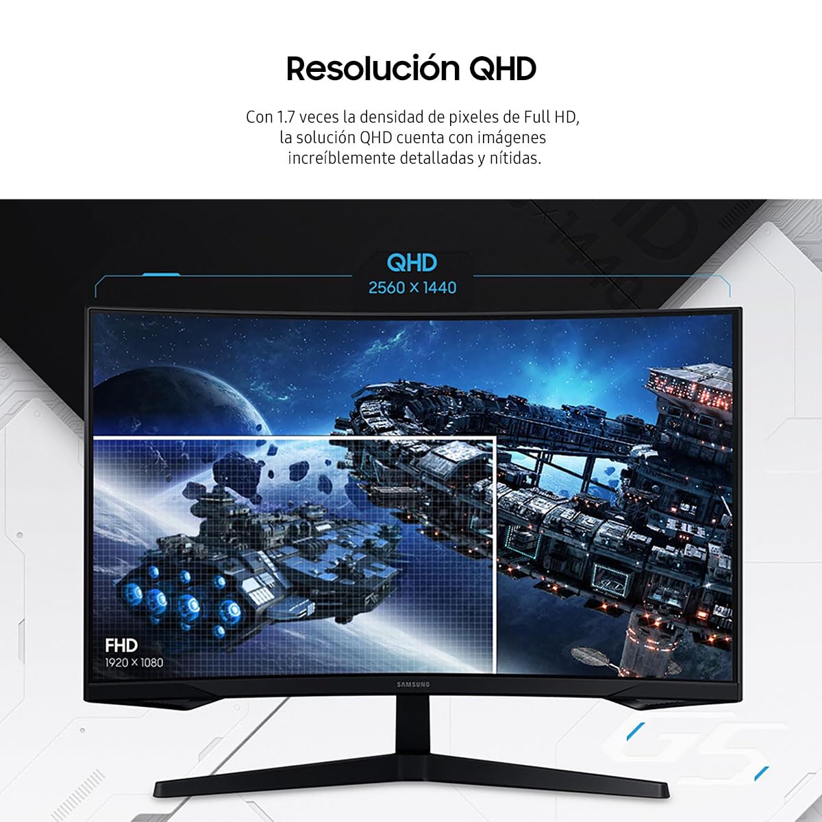 Monitor Gaming Samsung 27 Pulgadas Negro Curvo Odyssey G5 WQHD 144Hz