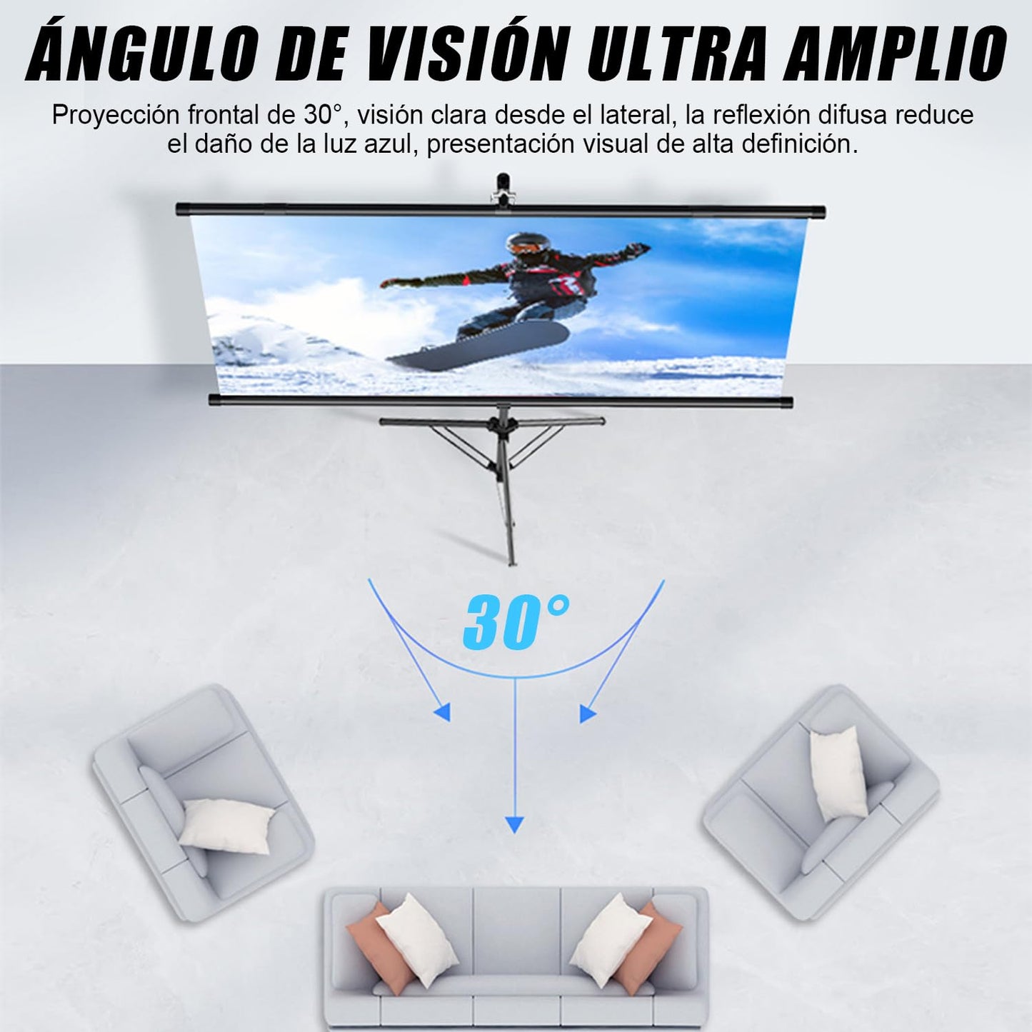 Pantalla para Proyector, Pantalla de Proyector Retractil, 84 Pulgadas 16:9, con Soporte Altura Ajustable, Antiarrugas y Plegable, Ideal Para Cine en Casa, PelíCulas de Interior/Exterior (84 Pulgadas)
