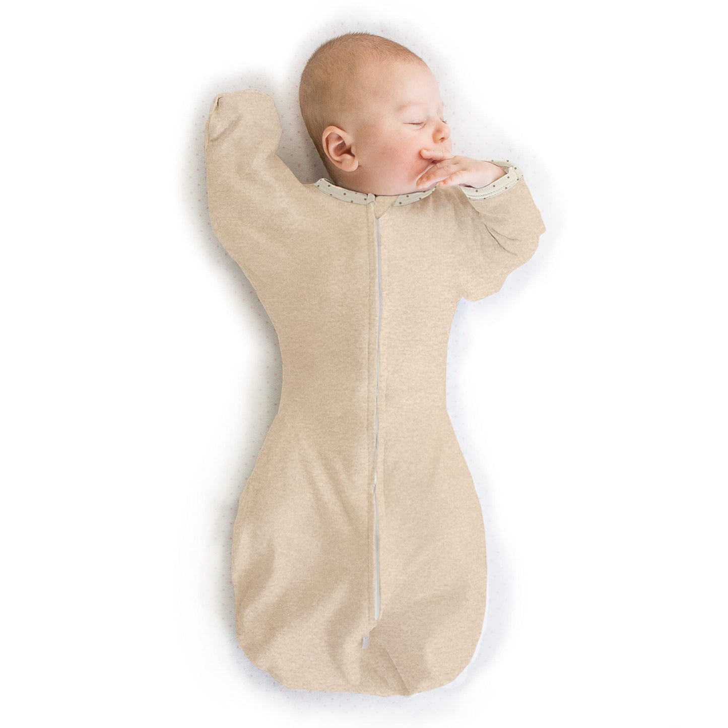 SwaddleDesigns - Saco de Envolver de transición con Brazos hasta Mangas de Media Longitud y puños de manopla, Grande, 6-9 Meses, 20-25 Libras, Avena Jaspeada (Envoltura de Brazos Arriba, Saco de