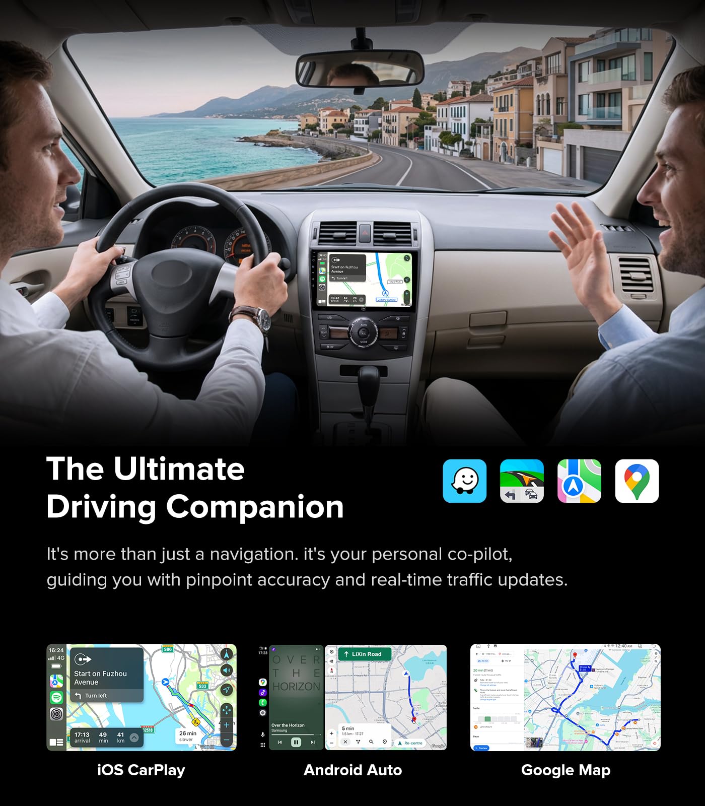 Radio Toyota Corolla 2008-2013 | visualización táctil QLED estéreo| CarPlay Android Auto inalámbrico | Plug and Play | Control del volante | 5G Wi-Fi| Bluetooth 5.0 | Navegación GPS