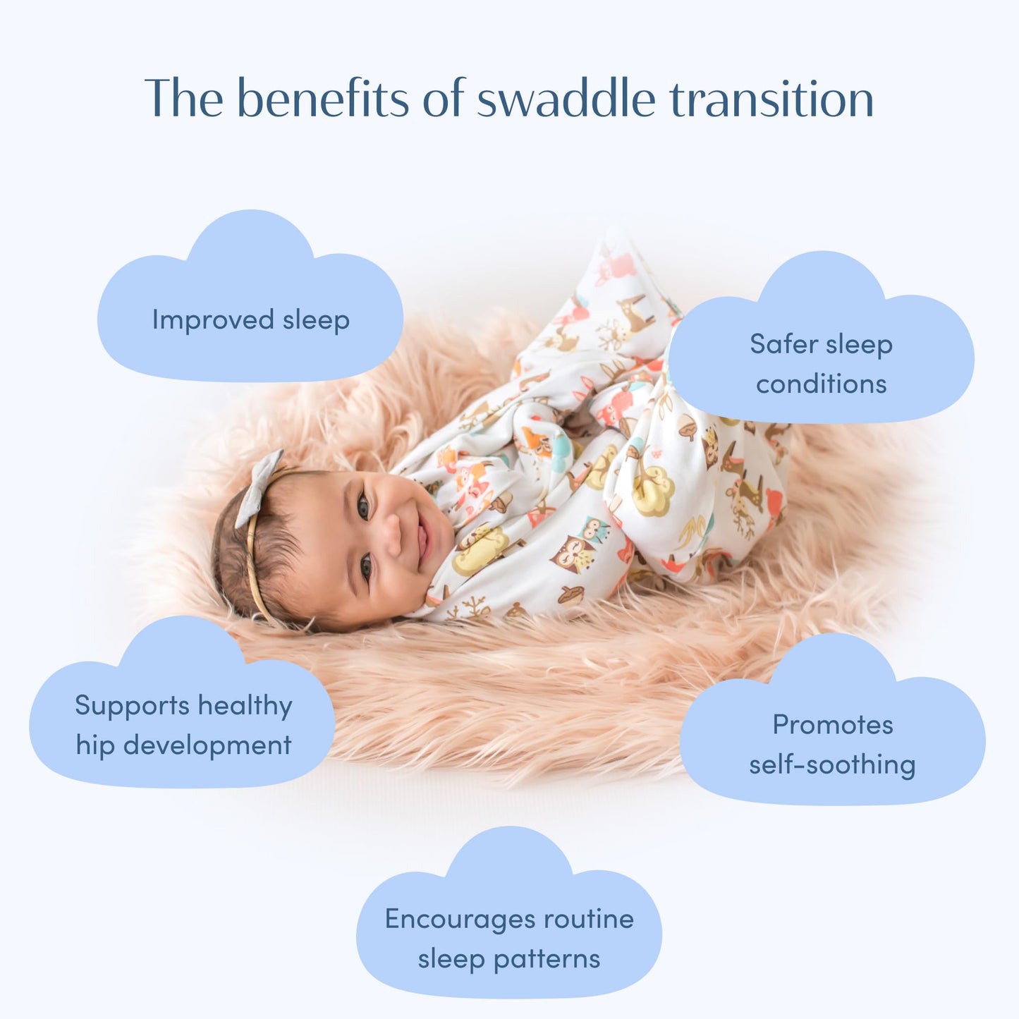 SleepingBaby - Manta de transición con cierre y cierre – Manta acogedora para bebé con cierre y comodidad – Manta espaciosa para facilitar los cambios de pañales, Woodlands, S (4-8 meses)