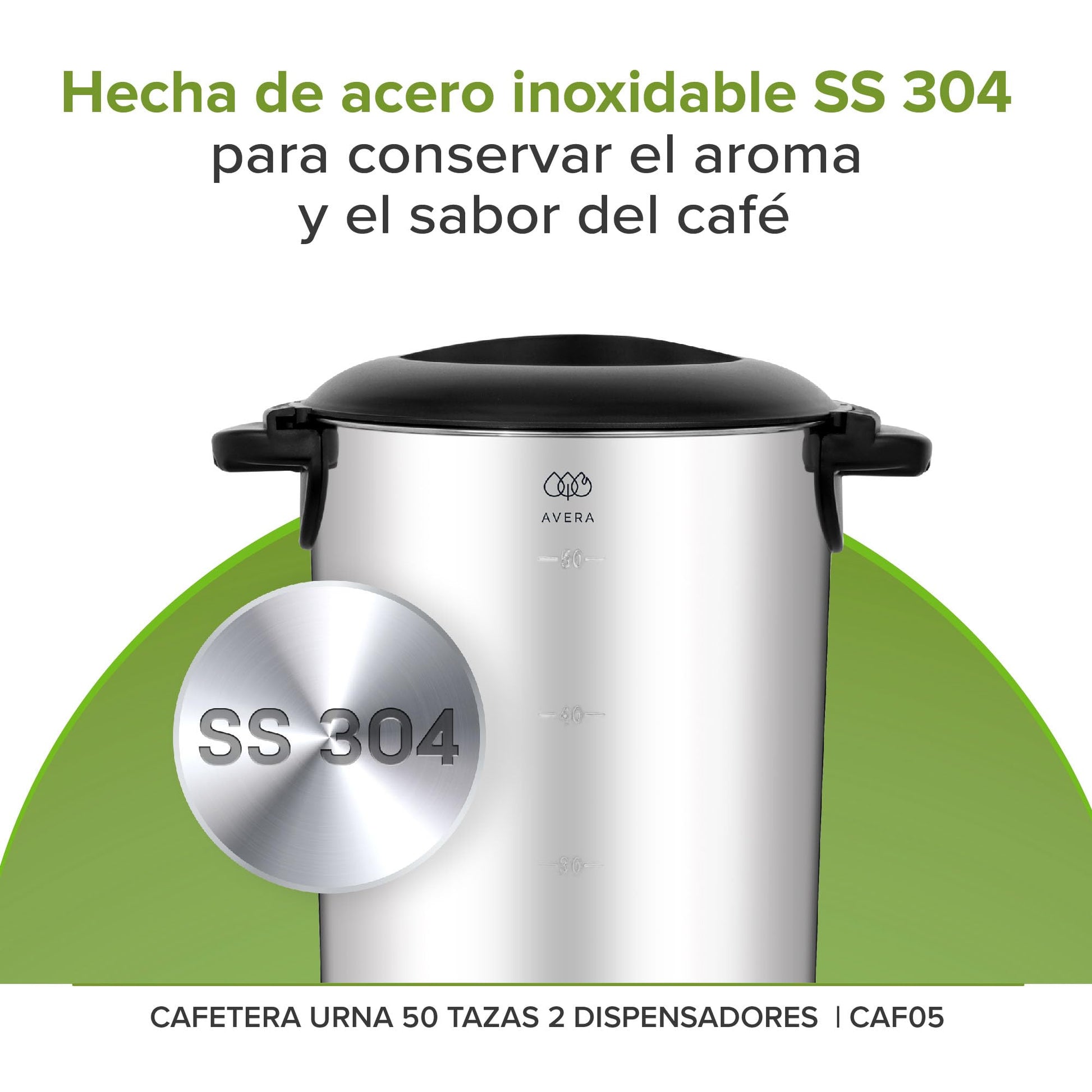 AVERA Cafetera urna de acero inoxidable 50 tazas con 2 dispensadores CAF05