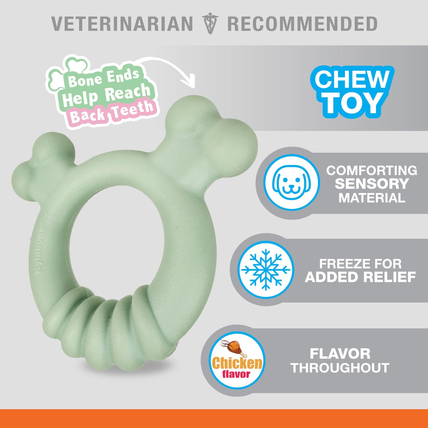 Anillo de Juguete Sensorial Nylabone Sabor a Pollo pequeño para Cachorros