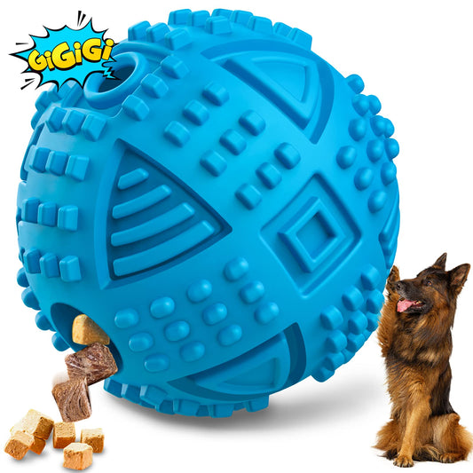 Bolas para perros dispensadoras de juguetes para perros, bolas de regalo para perros IQ para perros grandes, juguetes para perros chirriantes para masticadores agresivos, juguetes interactivos de goma duraderos para masticar perros, juguetes de enriquecim