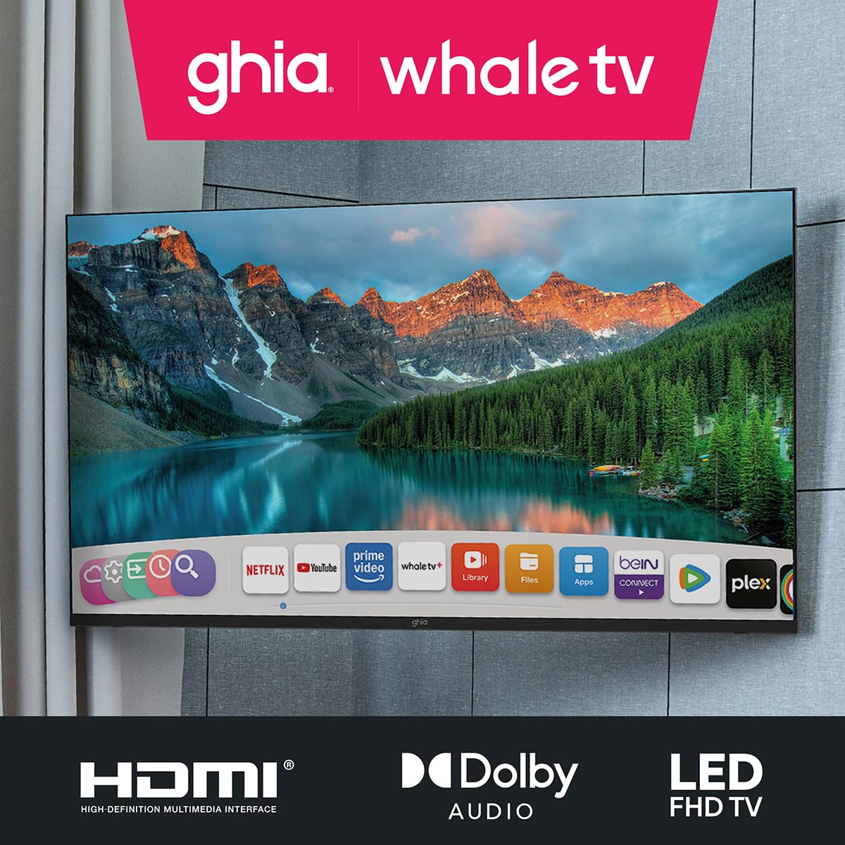 GHIA Pantalla Smart TV 40" Whale TV, Full HD, 3 HDMI, 2 USB, WiFi