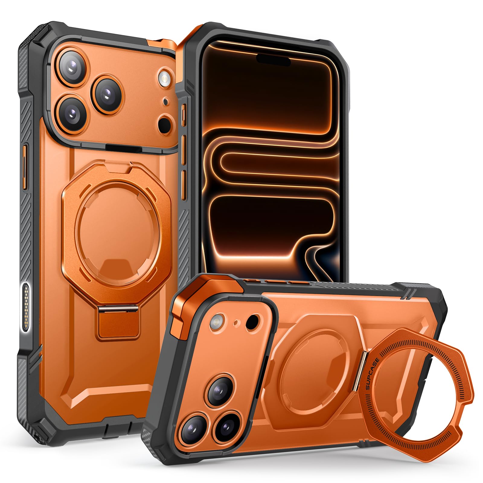 SUPCASE Funda Magnética para iPhone 17 Pro 6.3 Inch 2025 Case Compatible con Magsafe [UBGrip] Resistente Carcasa Protectora con Soporte para iPhone 17 Pro - Naranja