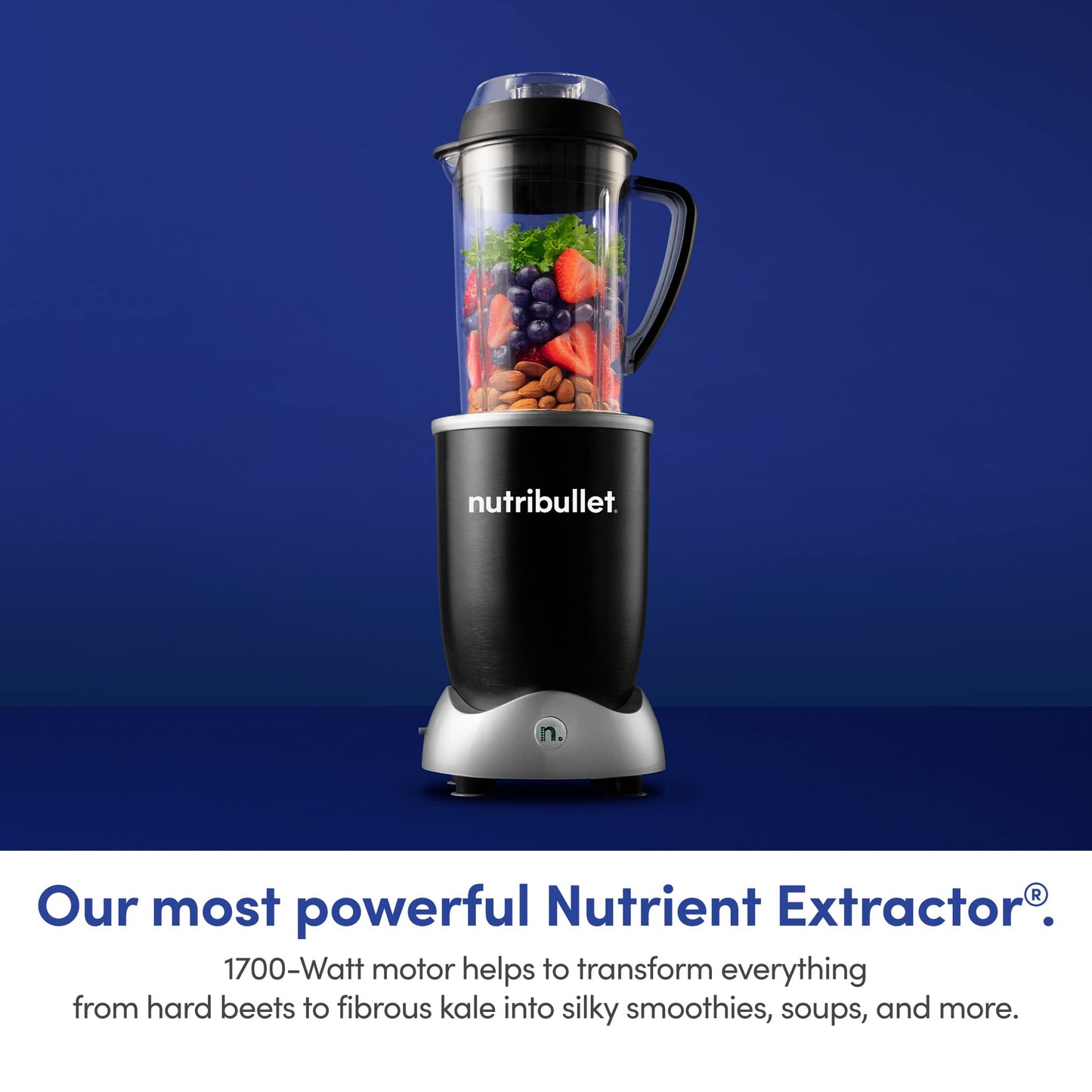 Licuadora Nutribullet Negra 1700w 8 Accesorios con Jarra Para Sopas 1.33 Litros