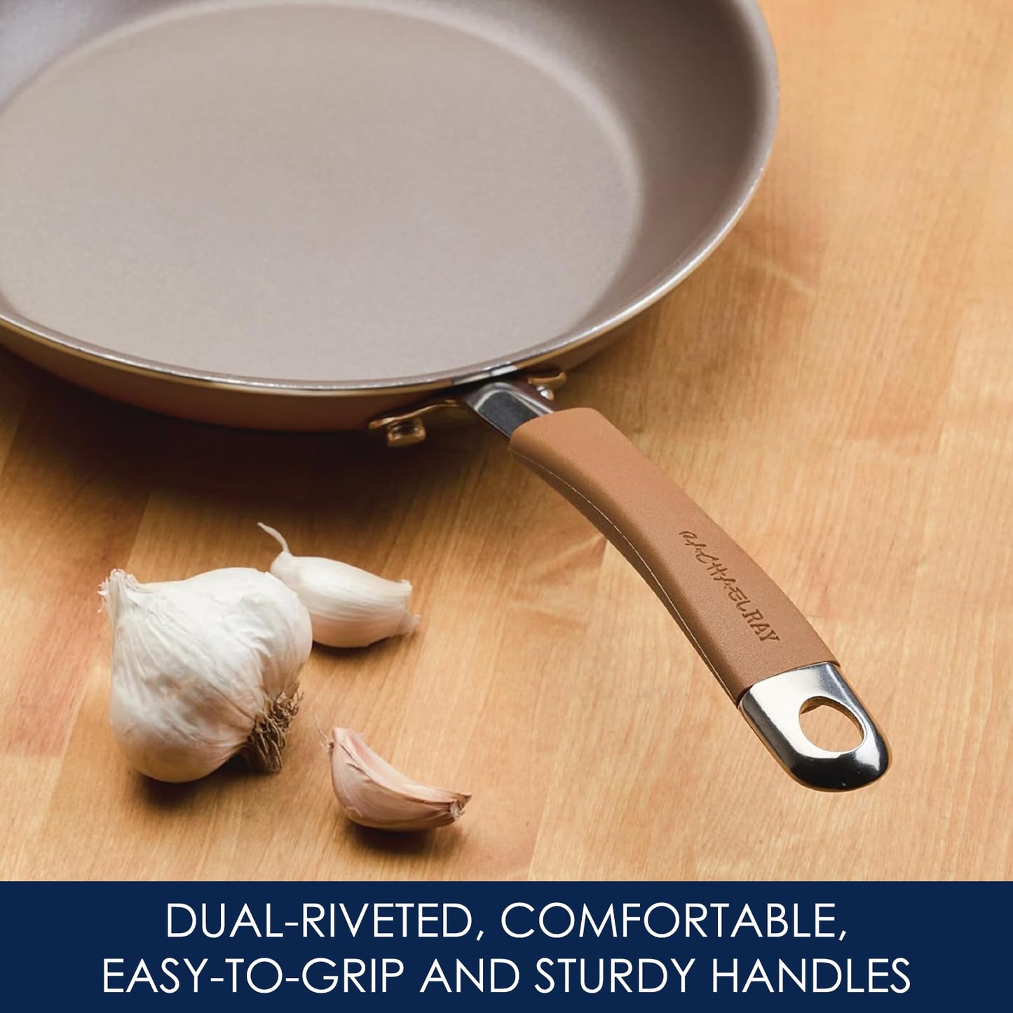 Batería de Cocina Rachael Ray Cucina Café Champiñón Anti-Adherente de Porcelana Dura 12 Piezas