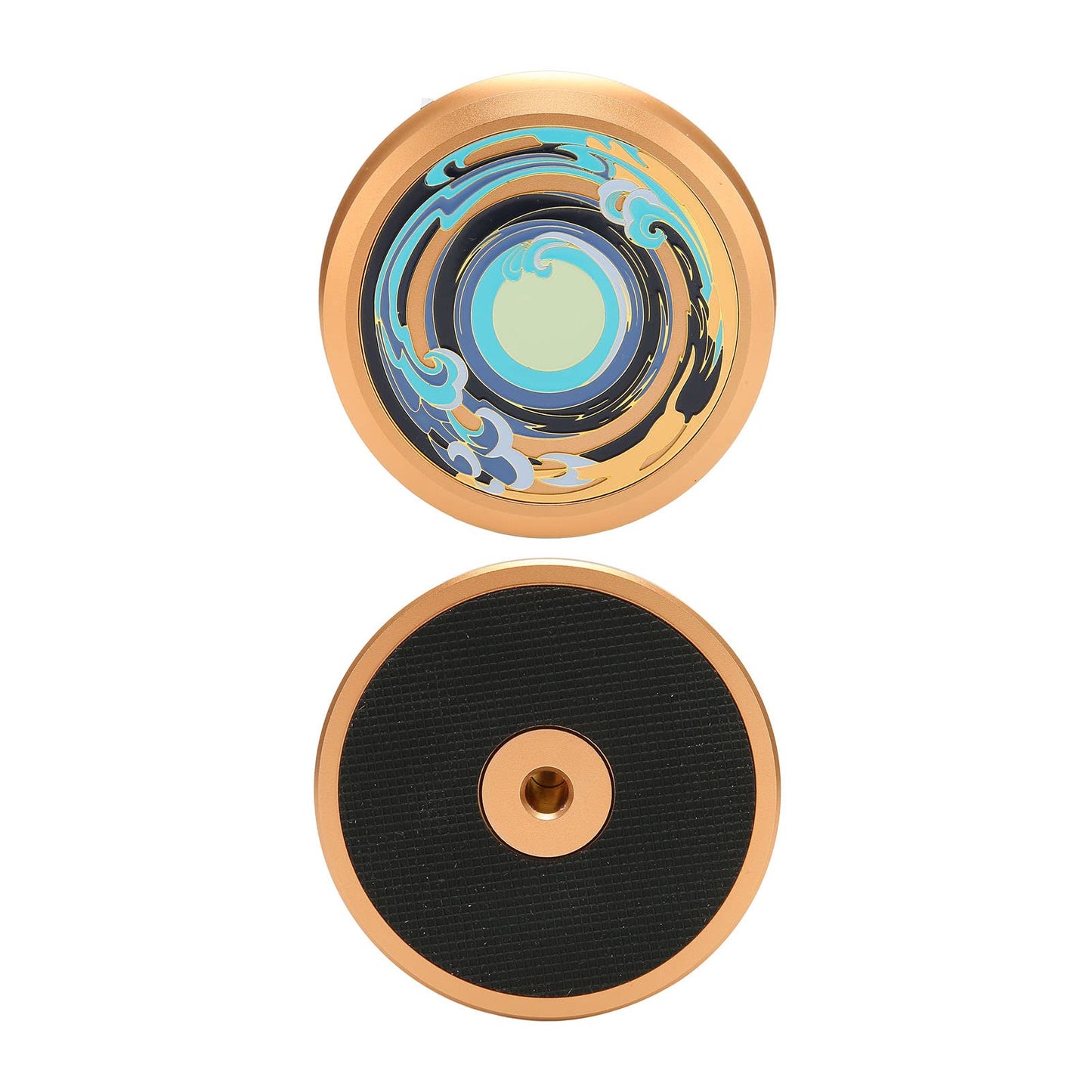 Luqeeg Estabilizador de Disco HiFi LP, Estabilizador de Peso Récord, Abrazadera para Discos de Vinilo Estabilizador de Disco de Tocadiscos con Almohadilla Inferior de Silicona para Tocadiscos LP(Oro)