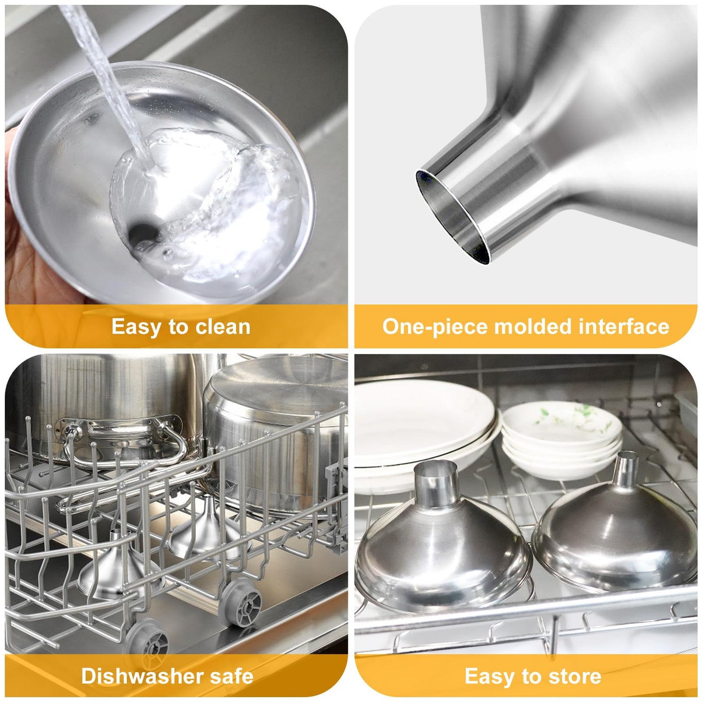 Embudo de Cocina Nomatox Acero Inoxidable sin Costuras para Uso en Transferencia de Líquidos y Polvos