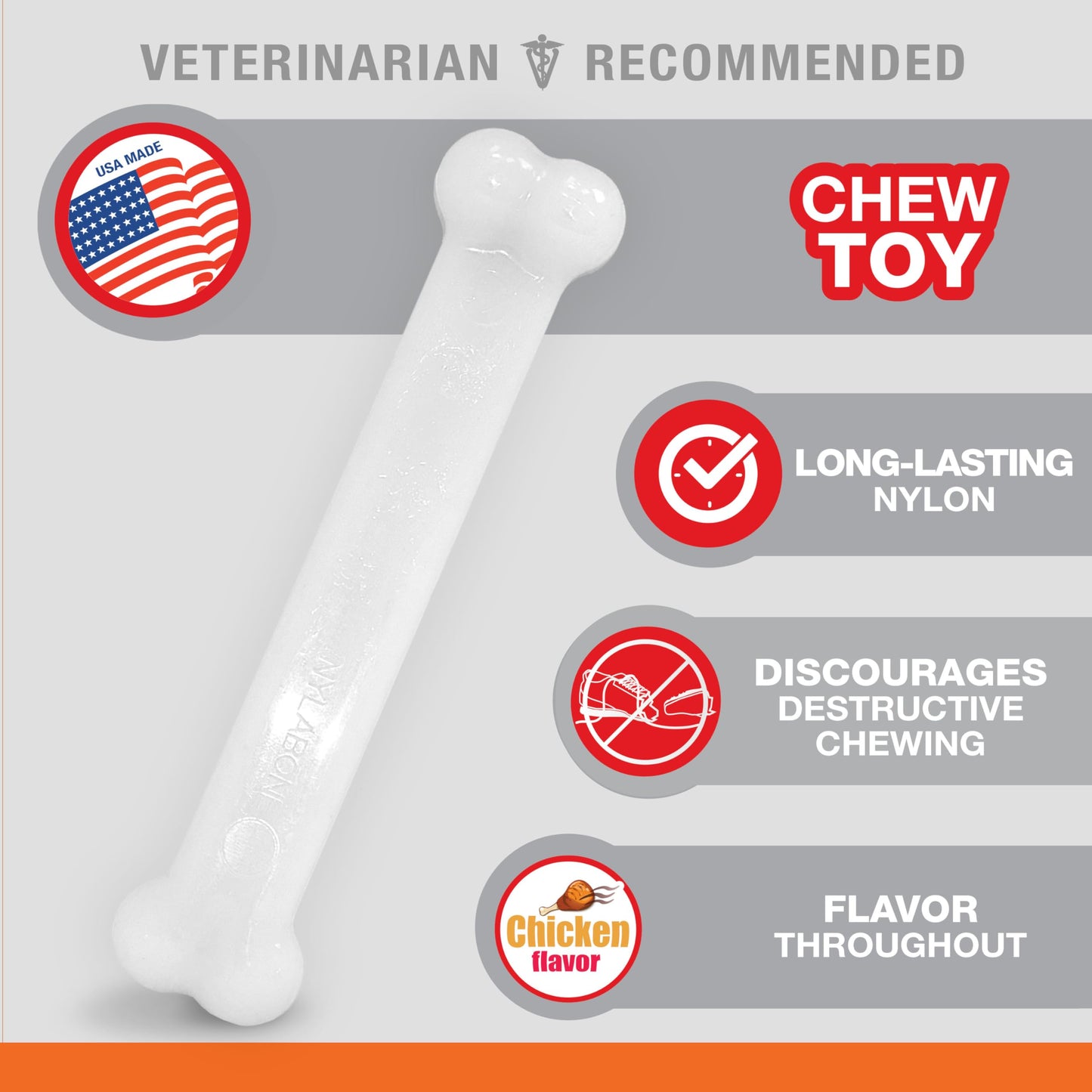 Juguete Masticable de Hueso Sabor Pollo Nylabone Dura Chew Gigante para Perro