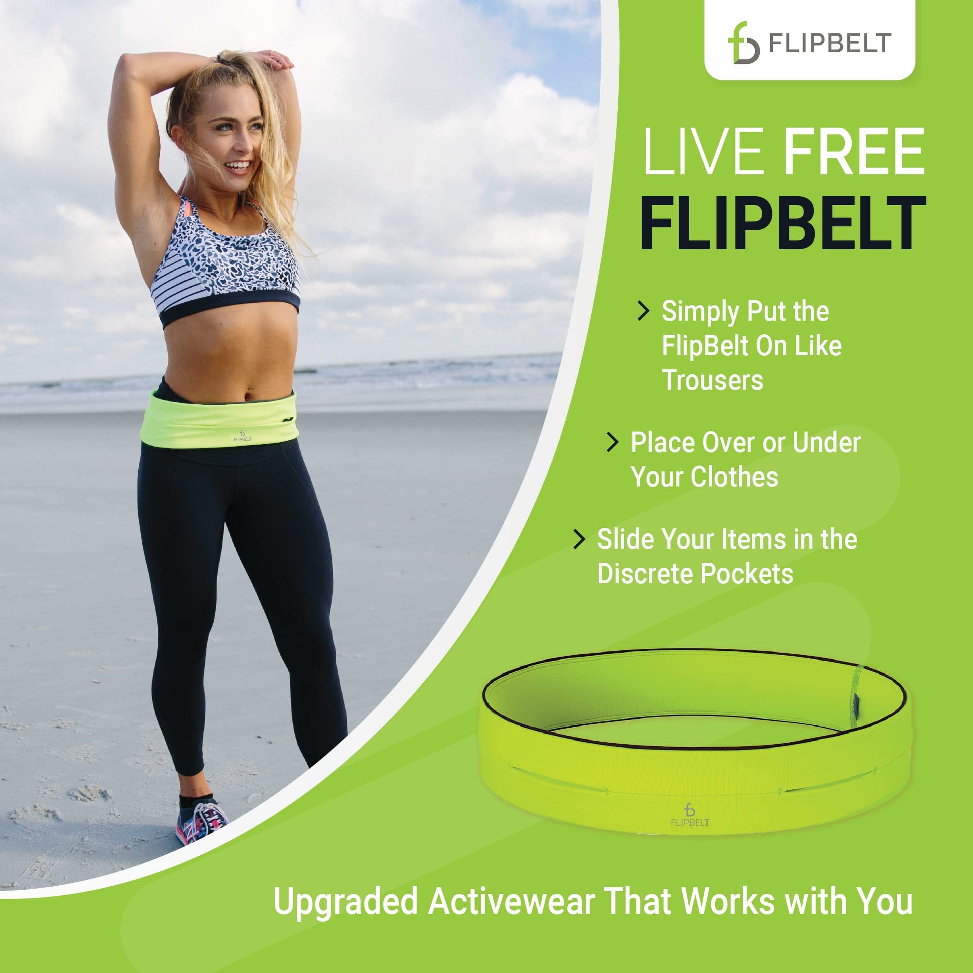 Cinturón para Ejercicio FlipBelt Level Terrain Amarillo Neón Mediano