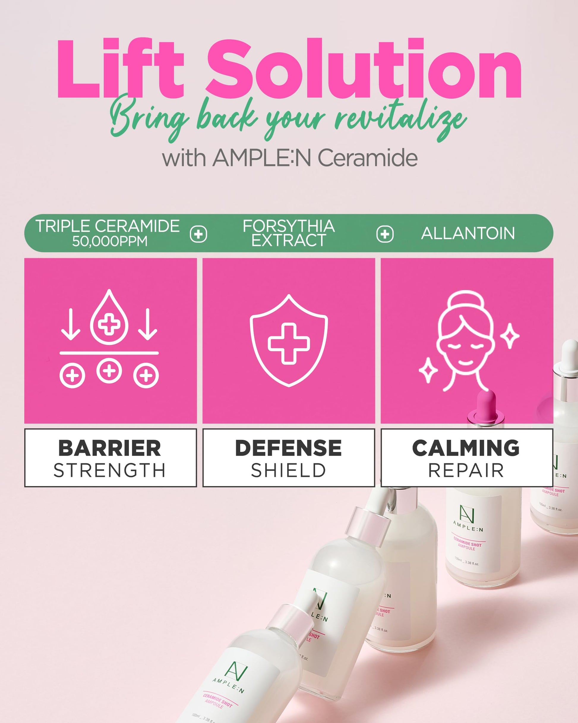 CORÉANA Nintendo [AMPLE:N] Ceramide Shot Ampoule 3.38 fl. oz. (100ml) - Dermatologist Tested Moisturising Ampoule with Ceramide, Strengthen Skin Barrier, Makes Skin Moist and Healthy for Sensitive & Rough Skin