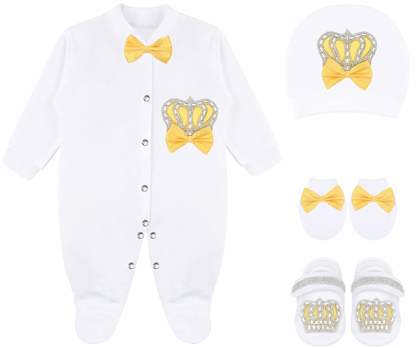 Lilax Juego de regalo de 4 piezas para bebé niña recién nacida, Amarillo, 3-6 Meses