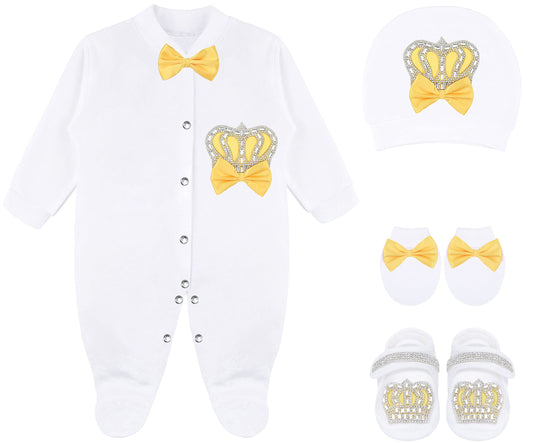 Lilax Juego de regalo de 4 piezas para bebé niña recién nacida, Amarillo, 3-6 Meses