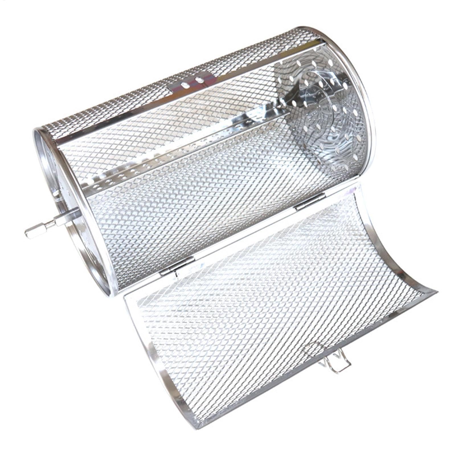 Cesta giratoria de acero inoxidable para horno de tambor | Cesta multifuncional para asar al horno, hornear, hornear, cacahuetes, nueces secas, granos de café, barbacoa