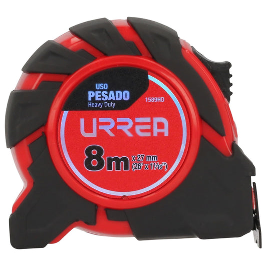 Flexómetro Urrea Heavy Duty con Hoja de Acero y Carátula ABS TPR 8 M x 27 Mm 4 Remaches