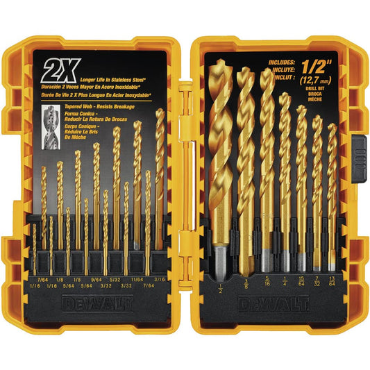 DEWALT Juego de Brocas de Titanio Pilot Point para Taladros Rotomartillos (21 Piezas) DW1361
