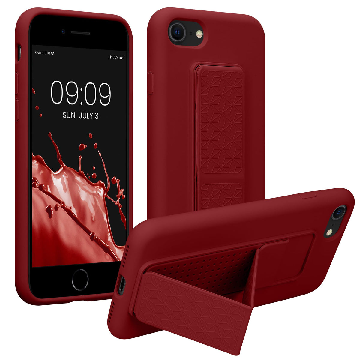 Carcasa kwmobile Rojo Lacre con Soporte y Agarre para Dedo Compatible con Apple iPhone SE/8/7
