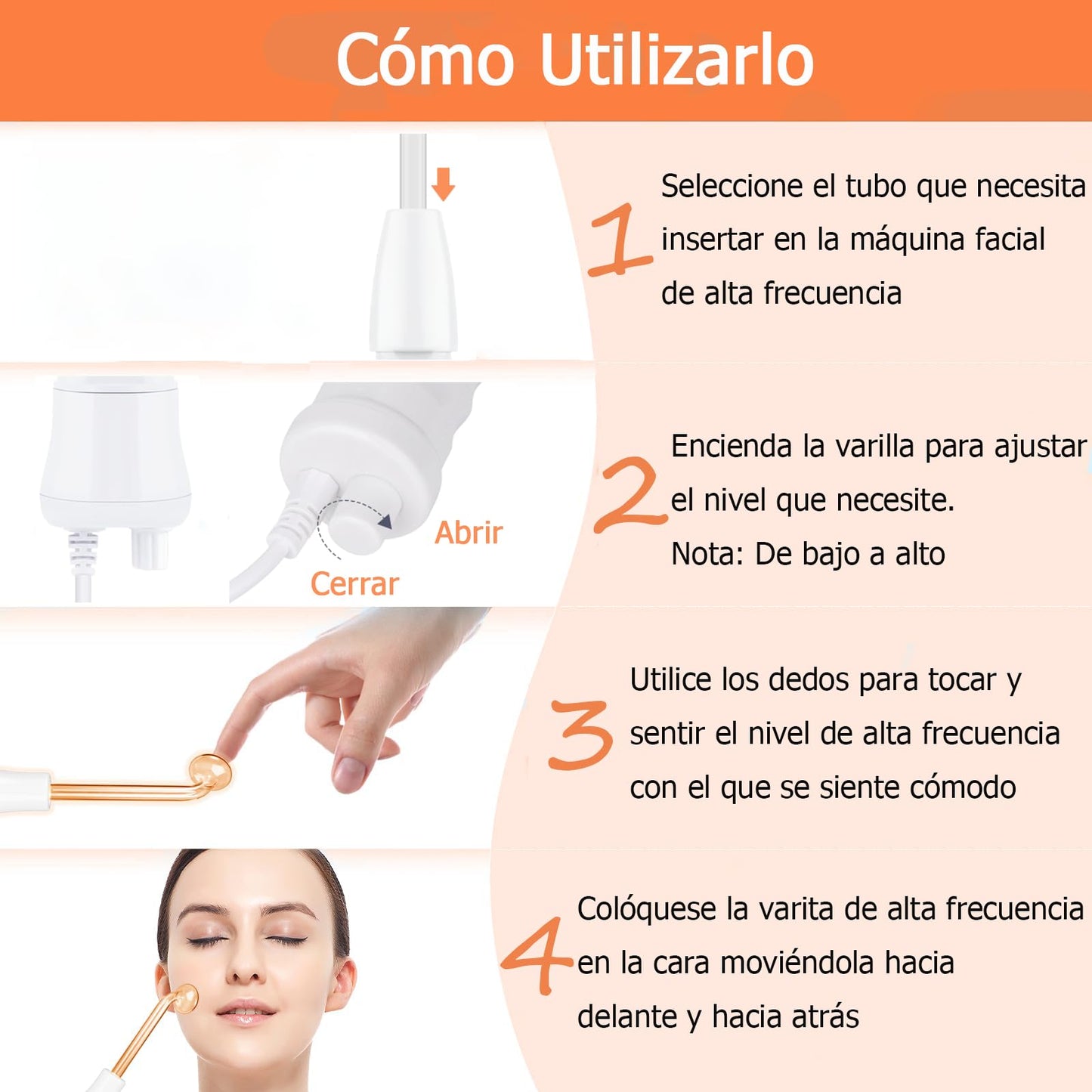 Máquina de Alta Frecuencia Facial y Corporal Profesional - Radiofrecuencia y Ozono con 4 Varitas de Neón | Tratamiento Facial, Corporal y Capilar | Reduce Arrugas, Ojeras y Flacidez | Estimula Crecimiento del Cabello