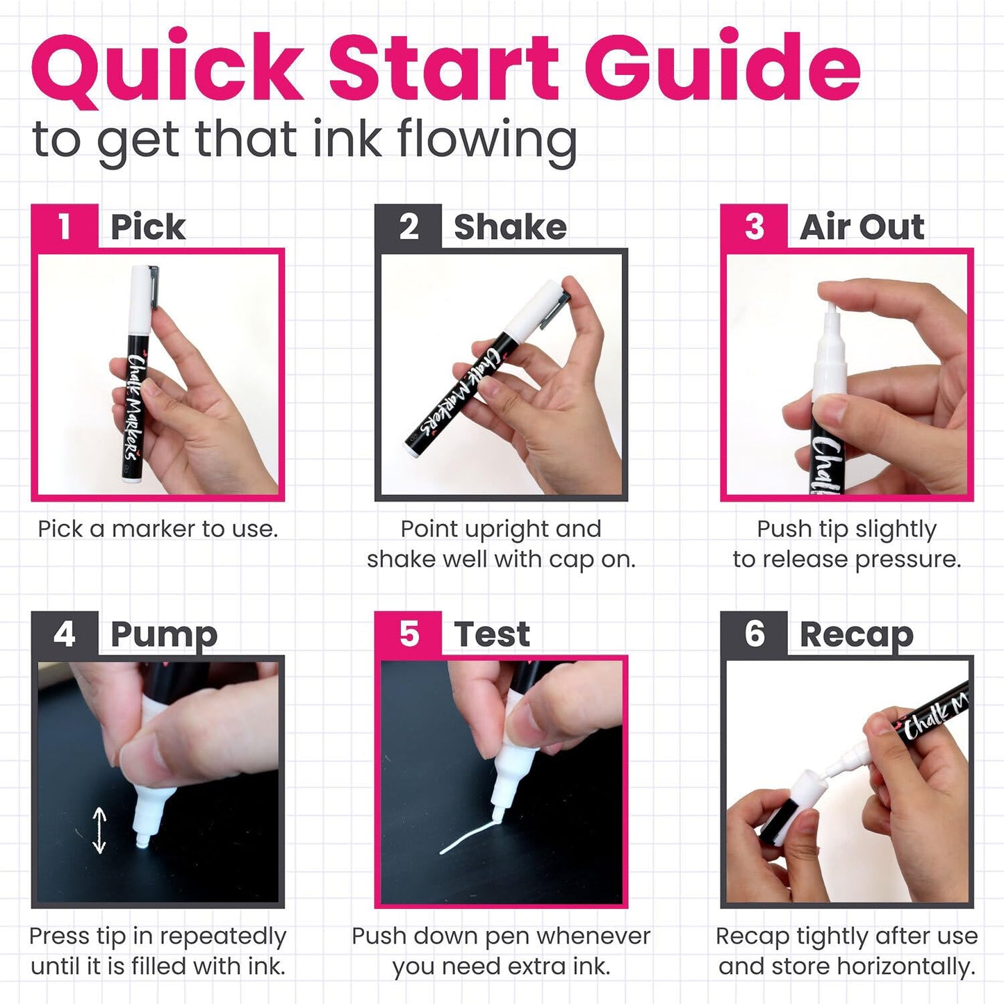 Chalkola Rotuladores de gis blanca, Fine Tip - 4 Pens